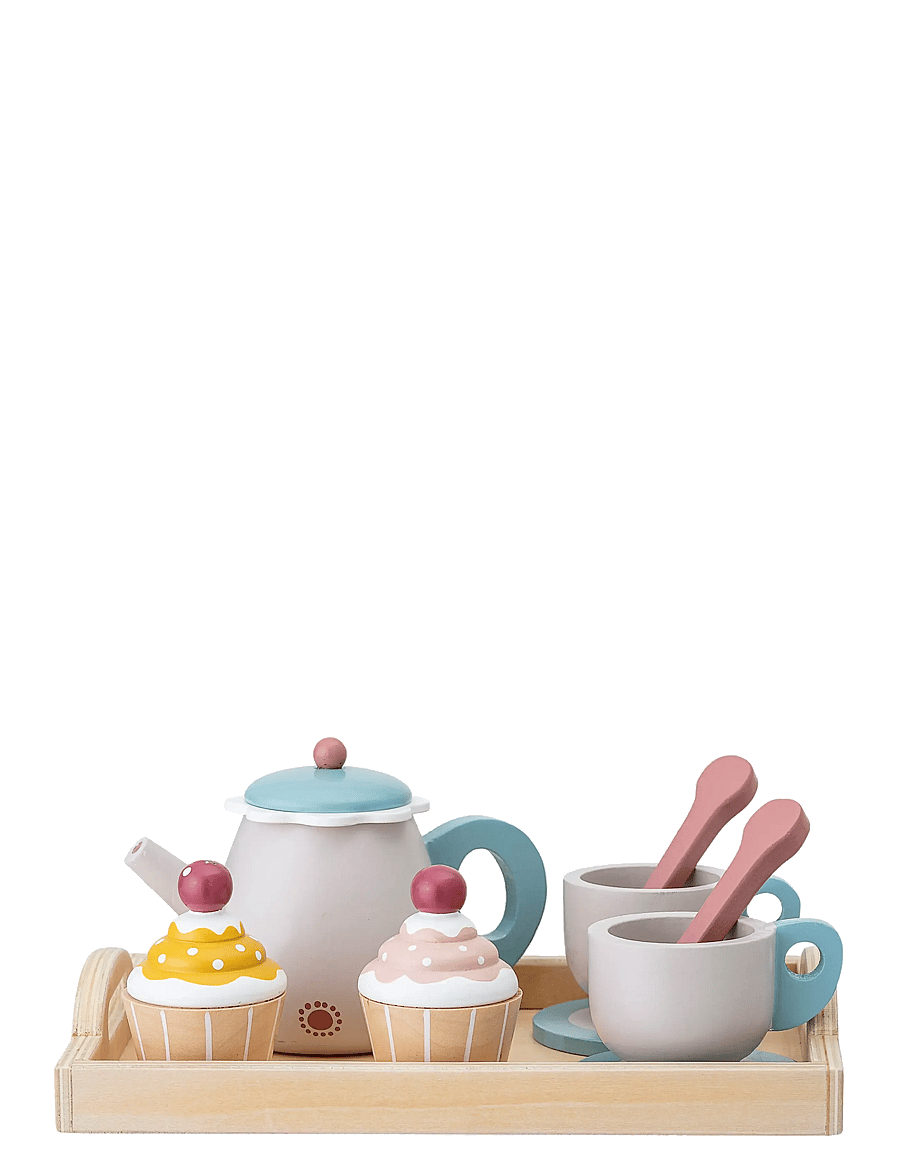 Bloomingville - Gentrim Play Set, Food, Grey, Plywood Set of 8 - kohvi & teekomplektid - multi - 1