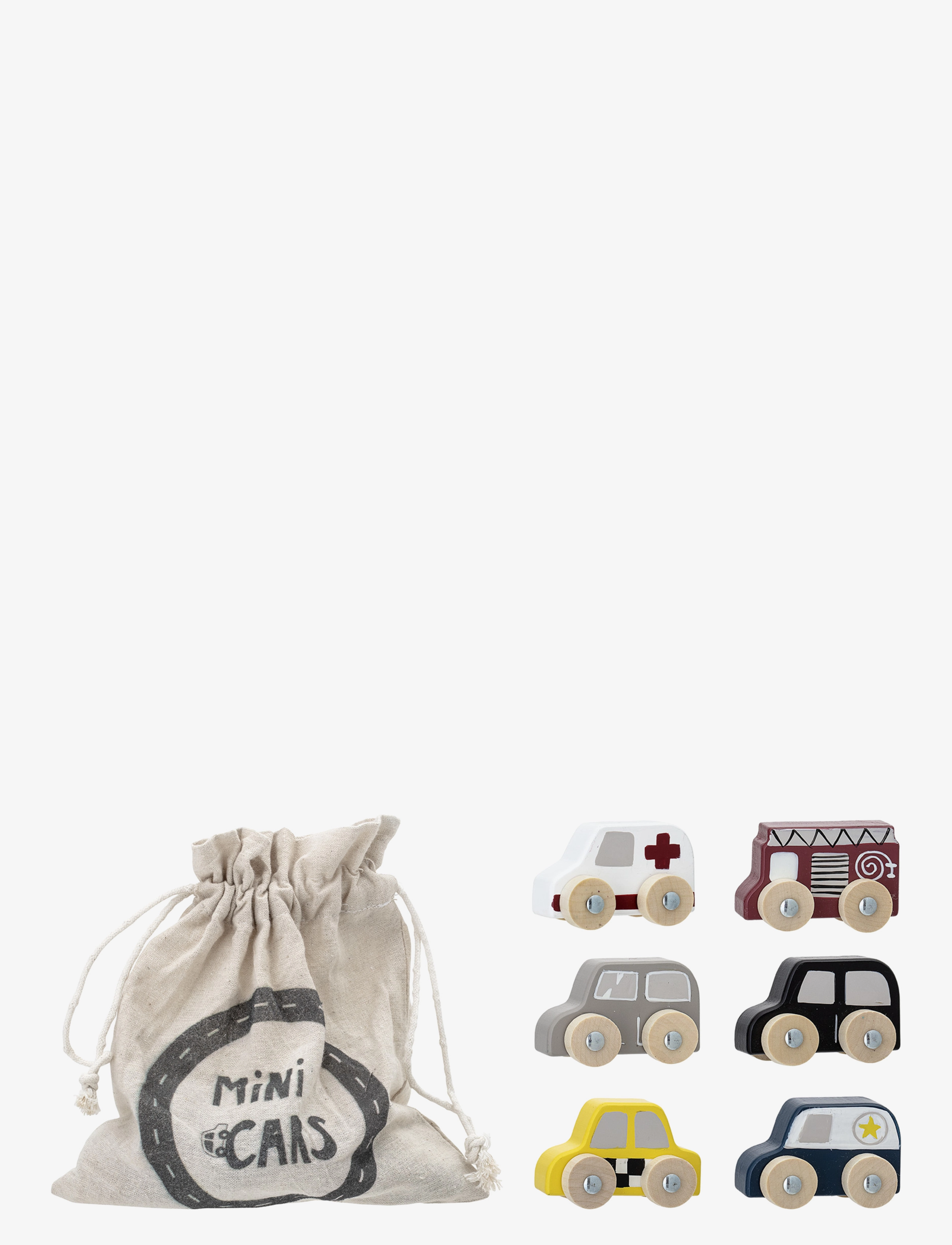 Avin Toy Car, Grey, MDF Set of 6 - MULTI