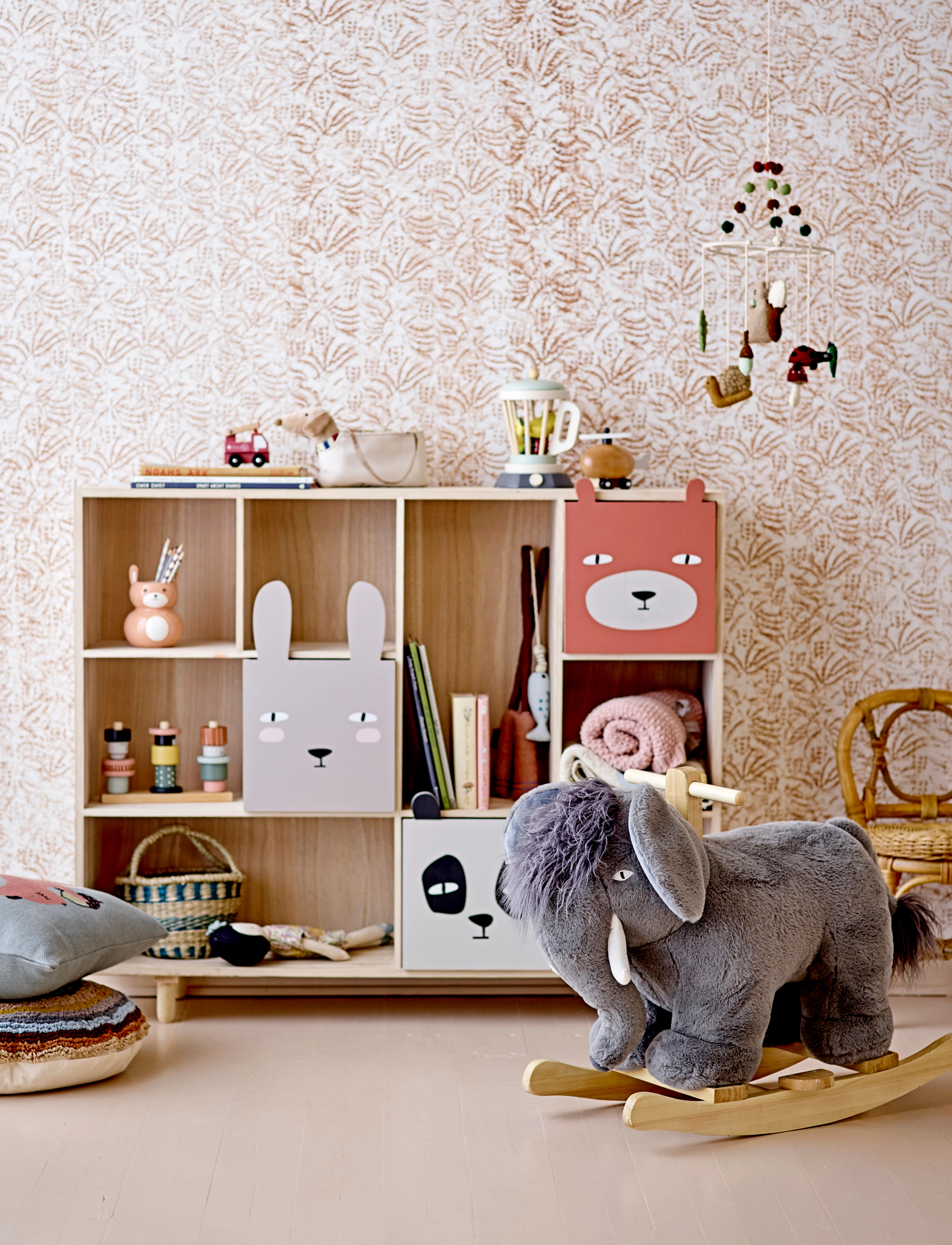 Bloomingville Calle Bookcase W/Drawers, Paulownia, 107X89.5X28 cm, Multi/patterned, Møbler > Hylder, Børn