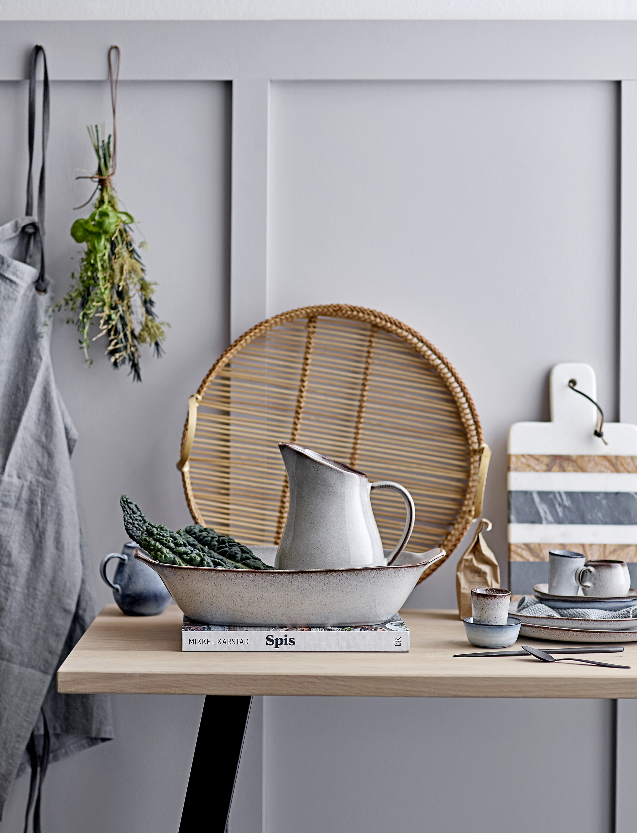 Bloomingville Sandrine Serveringsskål, Grå, Stentøj, One Size, Bowls & Serving Dishes, Grau - Bowls, Homeware