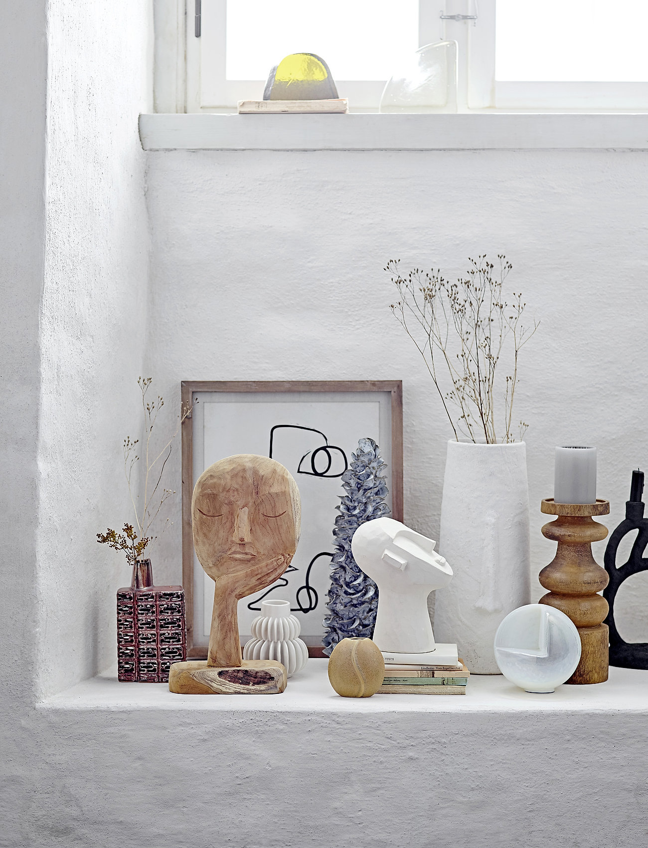 Bloomingville Vase, Hvid, Stentøj, H14 cm, White, Vaser > Store Vaser, Unisex