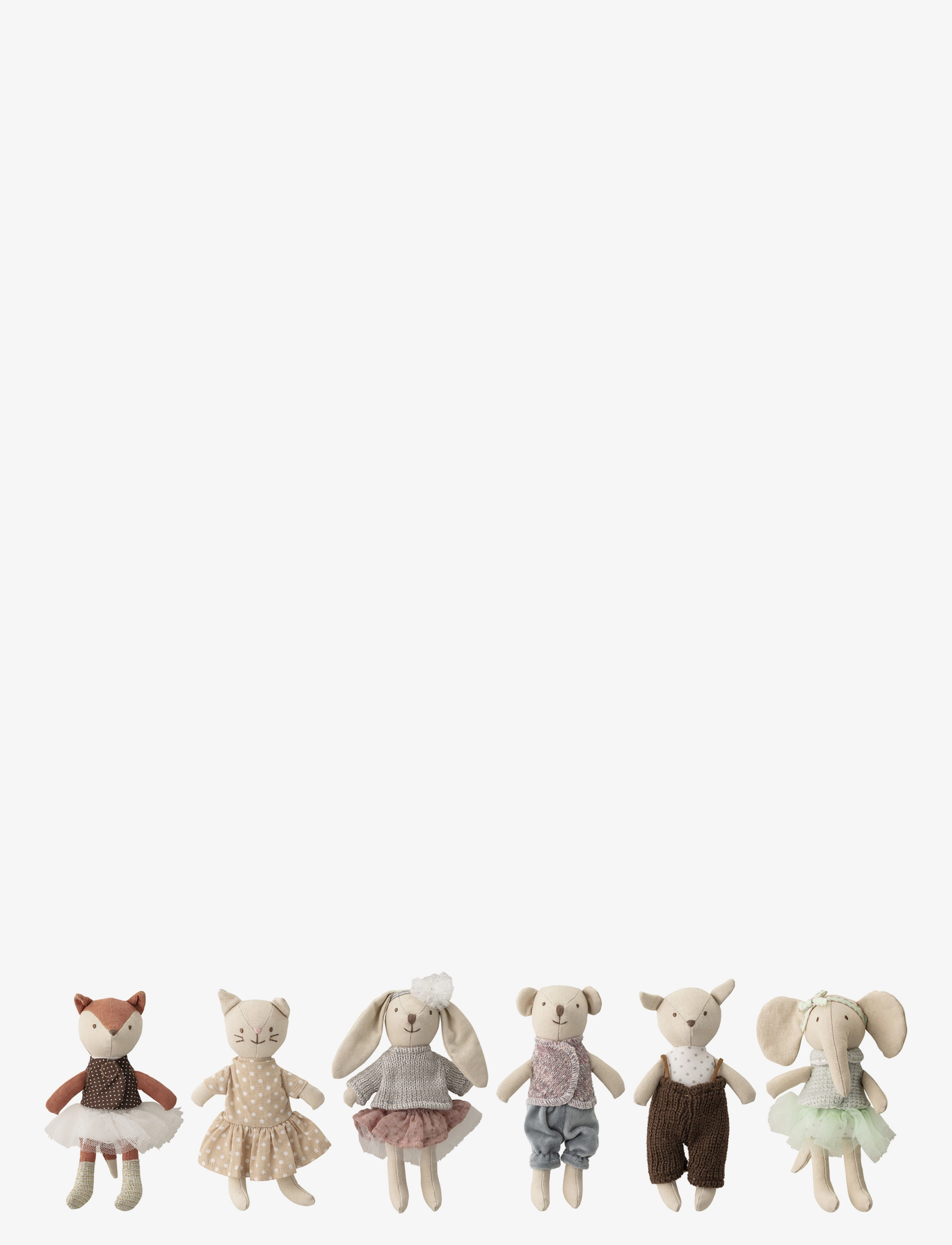 BLOOMINGVILLE Animal Friends Soft Toy, Multi Farvet, Bomuld Sæt Of 6 Gold - One Size - Kinder