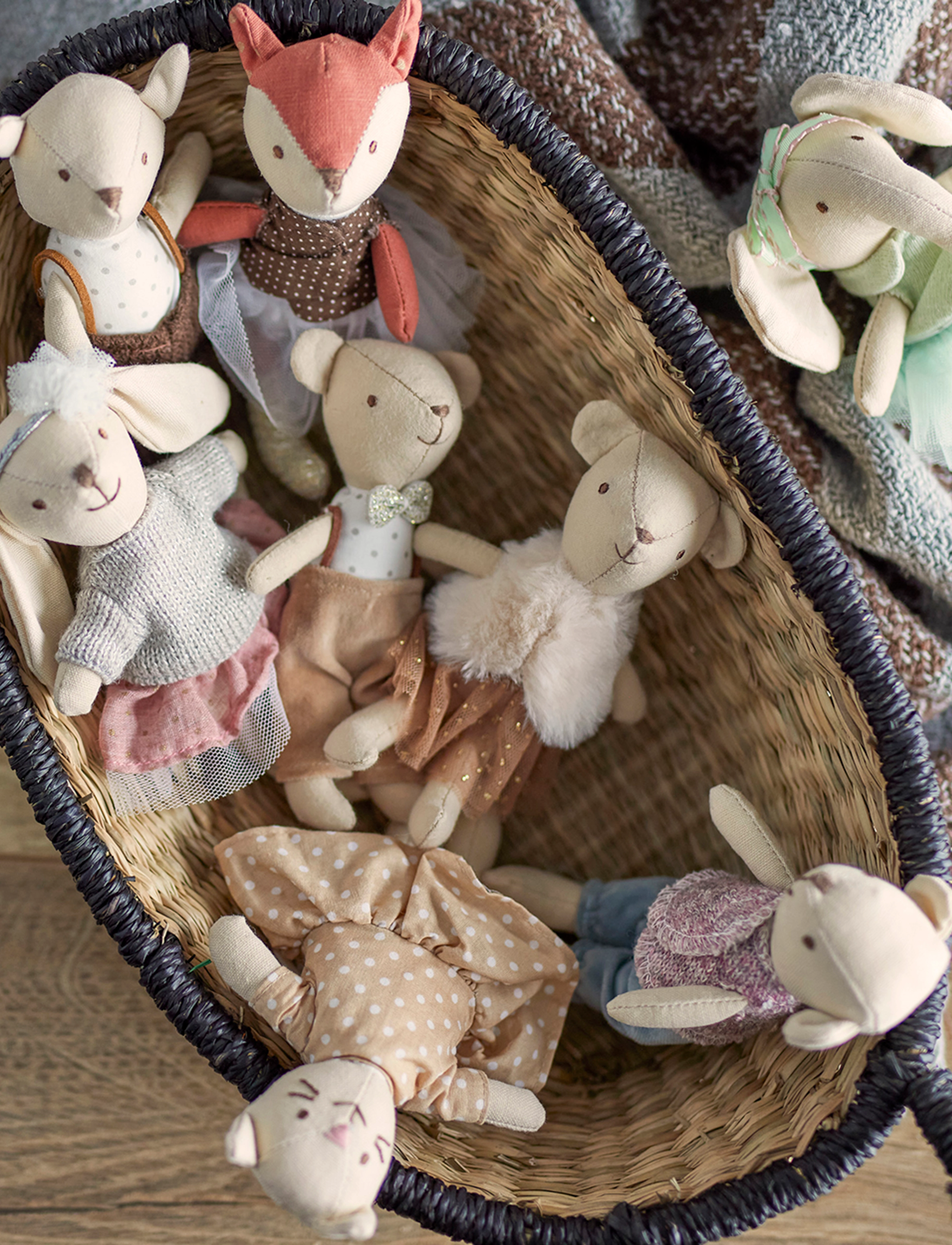 Bloomingville - Animal friends Doll, Rose, Cotton  Set of 6 - animaux en peluche - multi - 3