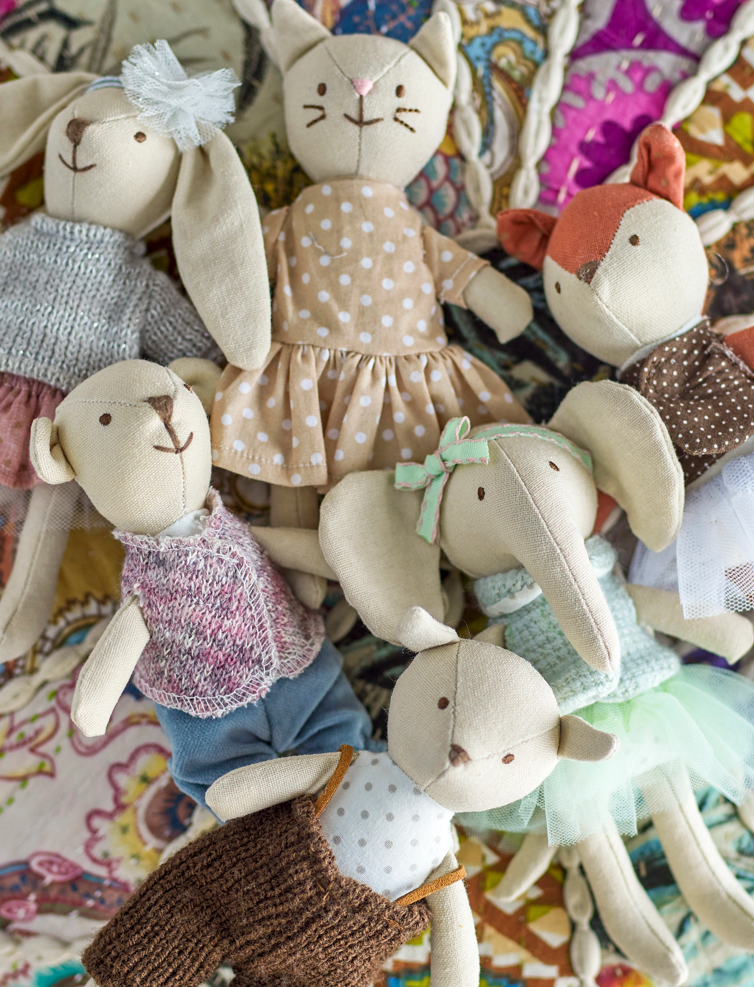 Bloomingville - Animal friends Doll, Rose, Cotton  Set of 6 - animaux en peluche - multi - 4