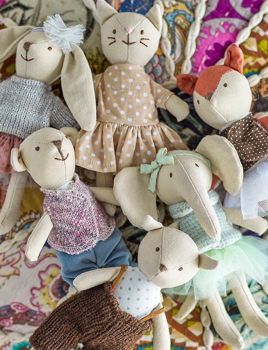 Bloomingville - Animal Friends -pehmolelu, monivärinen, puuvillaa, 6 kpl:n sarja - pehmoeläimet - multi - 4