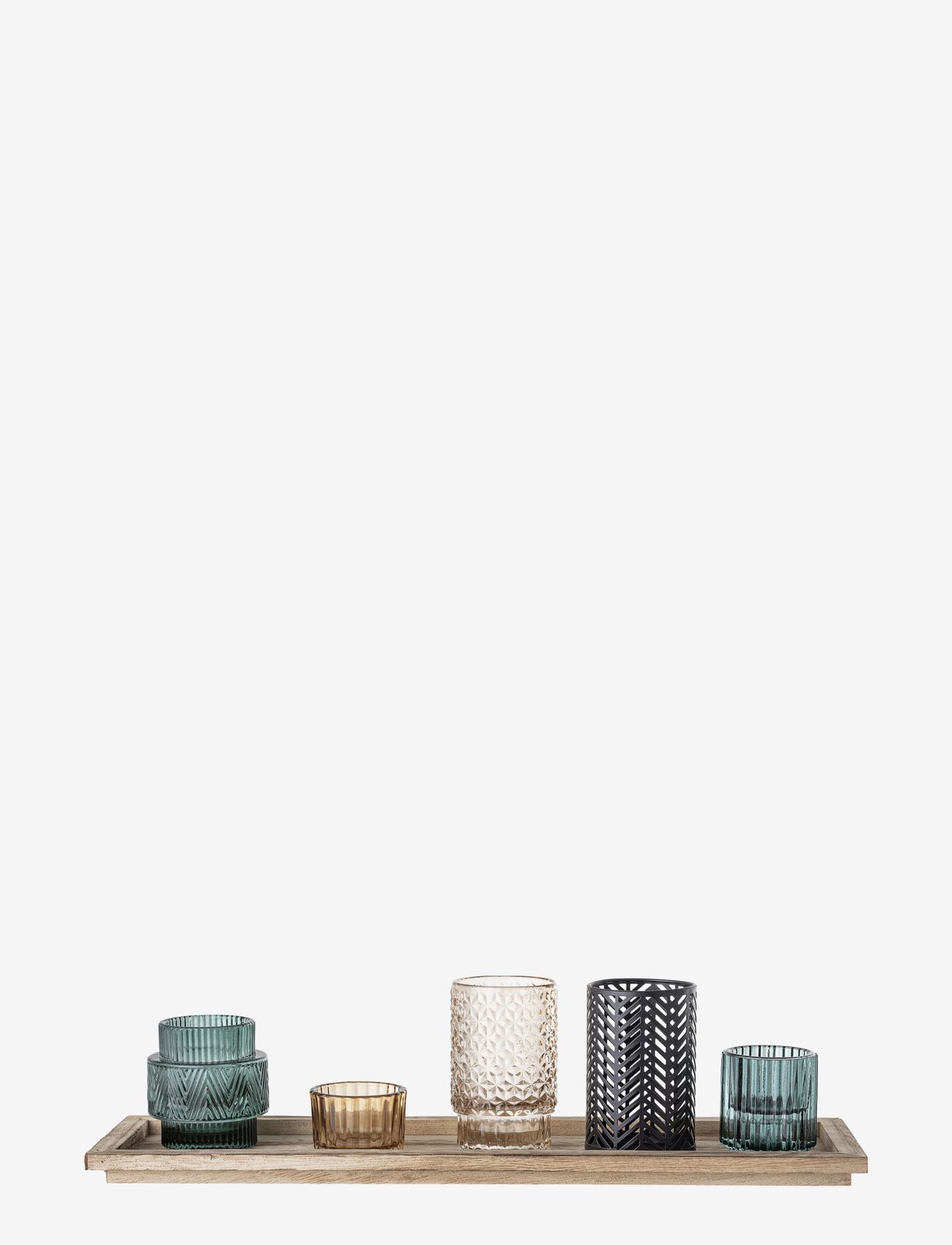 BLOOMINGVILLE Fyrfadsstage, Multi Farvet, Glas Sæt Of 6 Patterned - One Size - Unisex