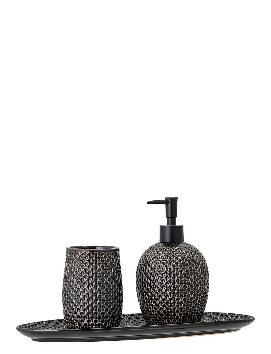 Bloomingville - Hrin Soap Dispenser Set, Grey, Stoneware - hambaharjahoidjad - grey - 3