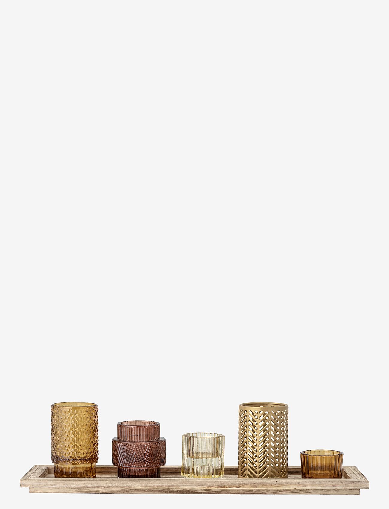 Bloomingville - Elvina Tray w/Votive  Set of 6 - köp efter pris - brown - 0