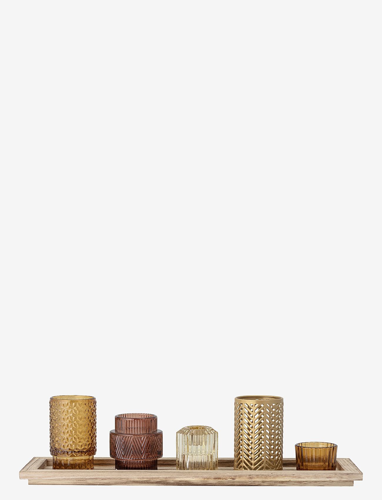 Bloomingville - Elvina Tray w/Votive  Set of 6 - köp efter pris - brown - 1