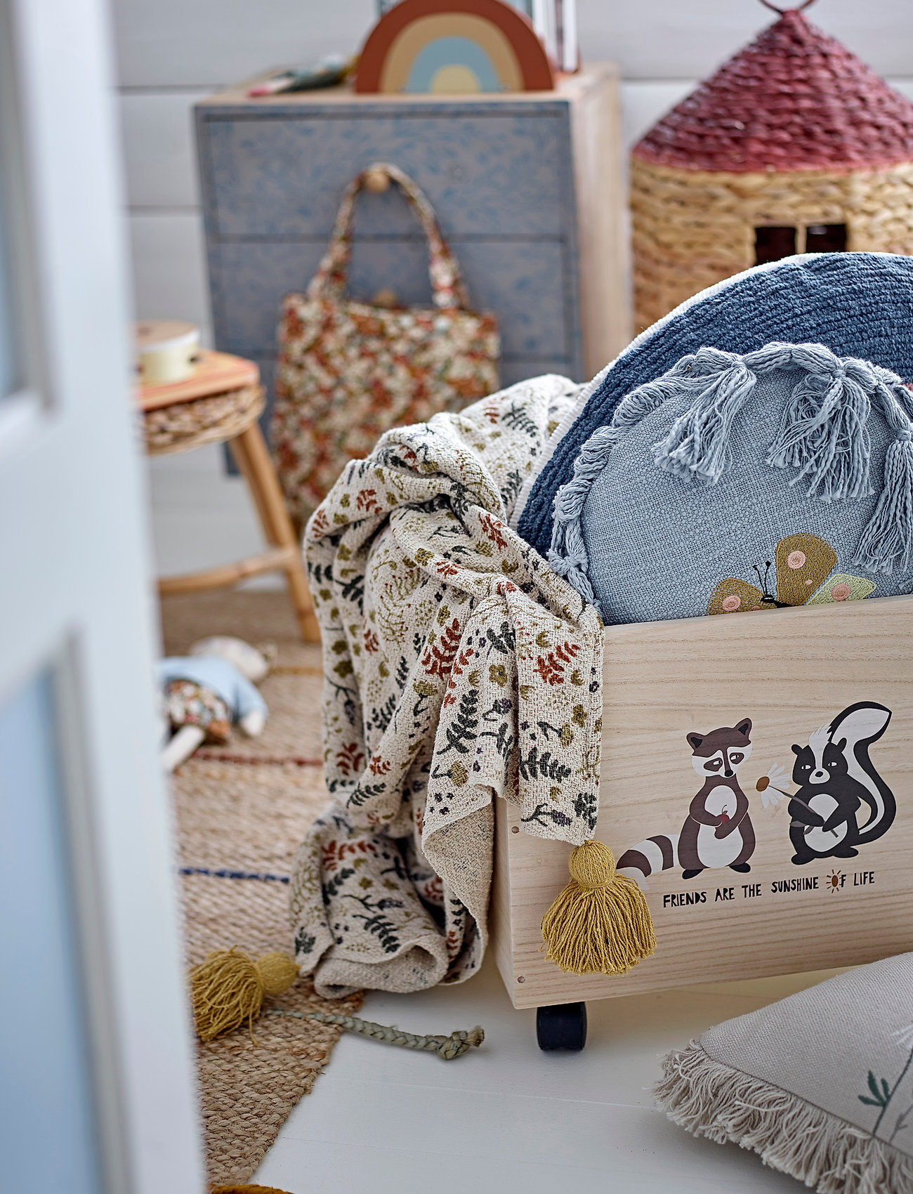 Bloomingville Filipa Throw, Yellow, Recycled, 130X160 cm, Sleep Time, Mehrfarbig/gemustert - Blankets & Quilts, Kinder