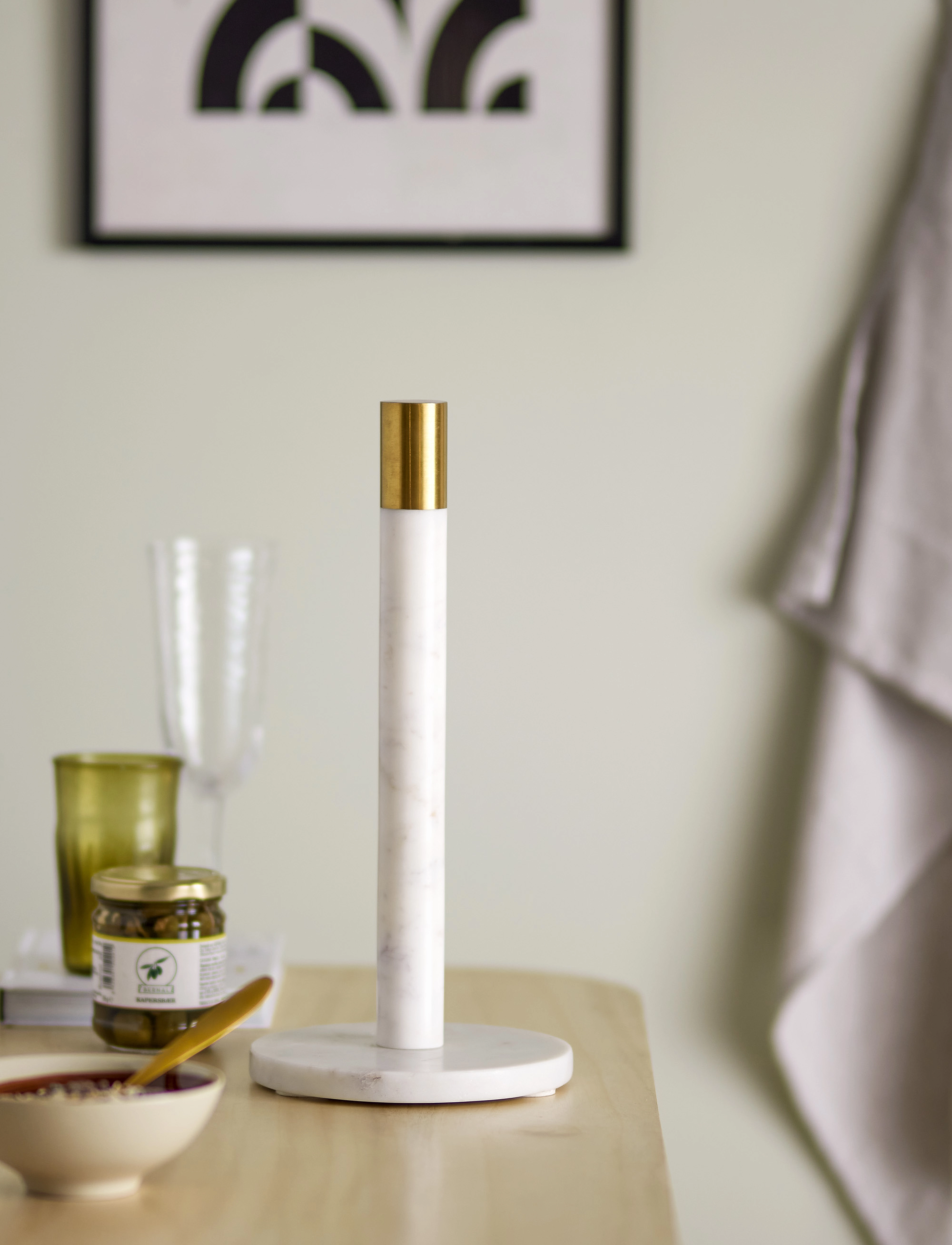 Bloomingville Emira Køkkenrulleholder, Hvid, Marmor, One Size, White, Køkken > Husholdningspapirholder, Unisex