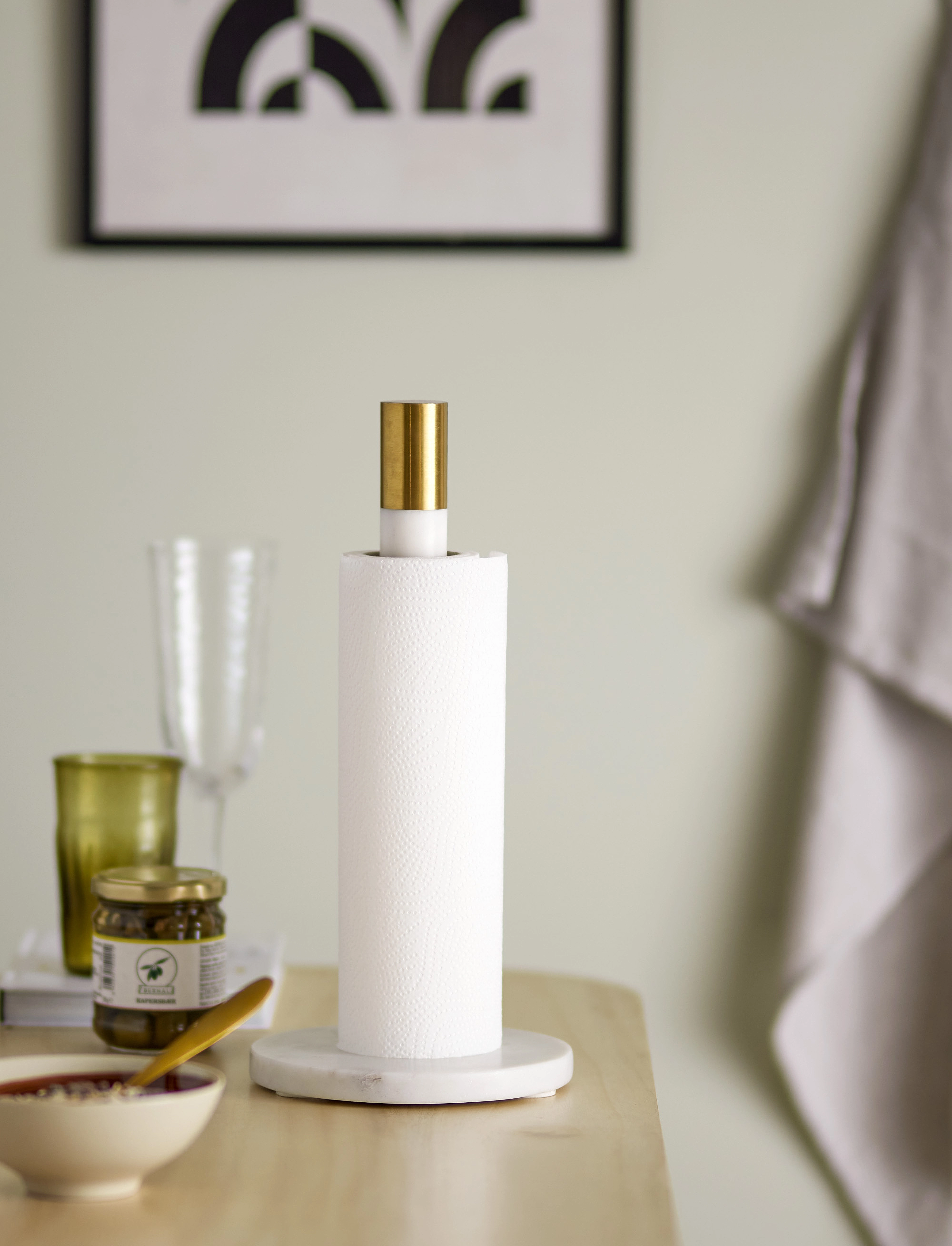 Bloomingville - Emira Køkkenrulleholder, Hvid, Marmor - køkkenrulleholdere - white - 3