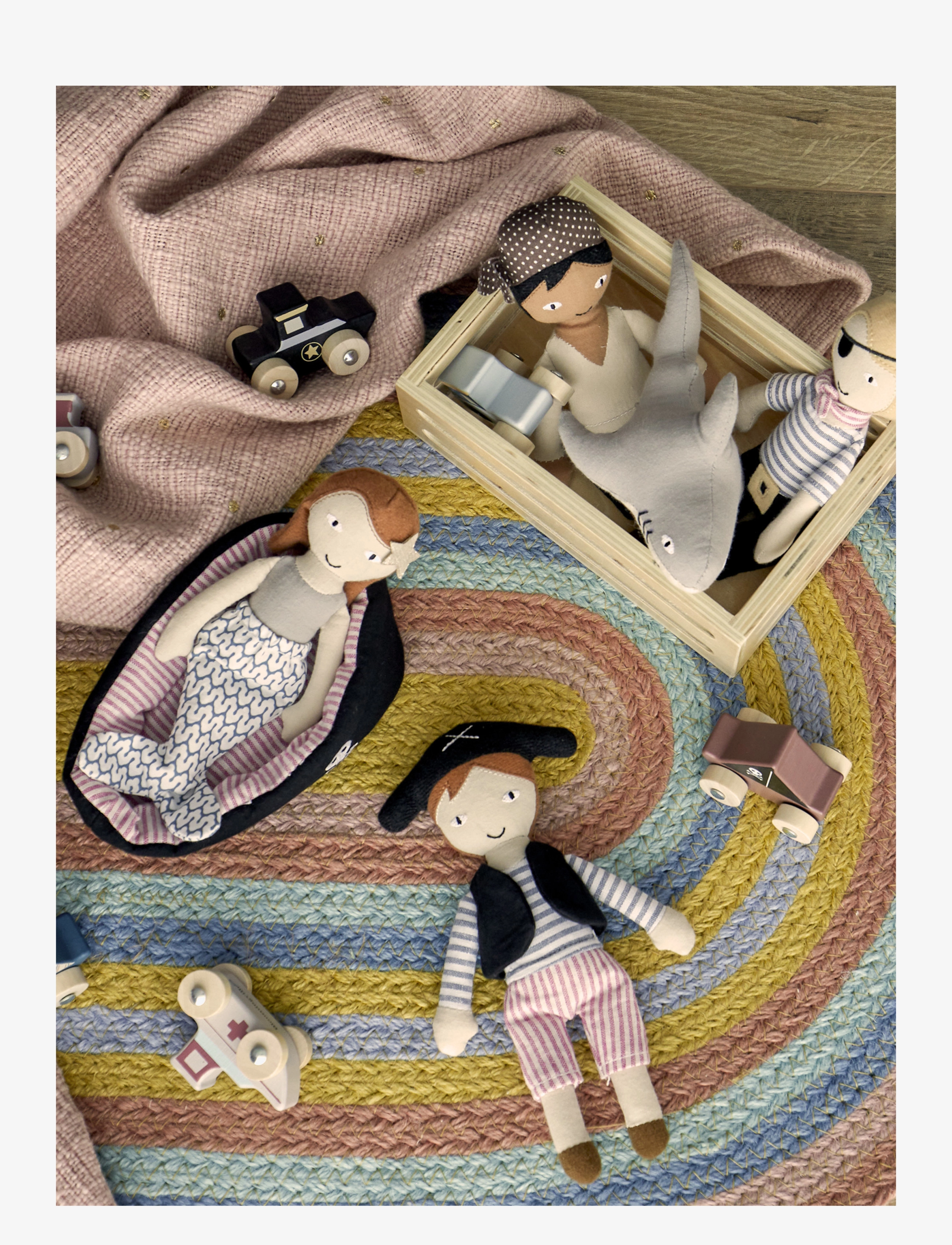 Bloomingville - Kate & Jonah Doll, Blue, Cotton  Set of 3 - puppen - blue - 5
