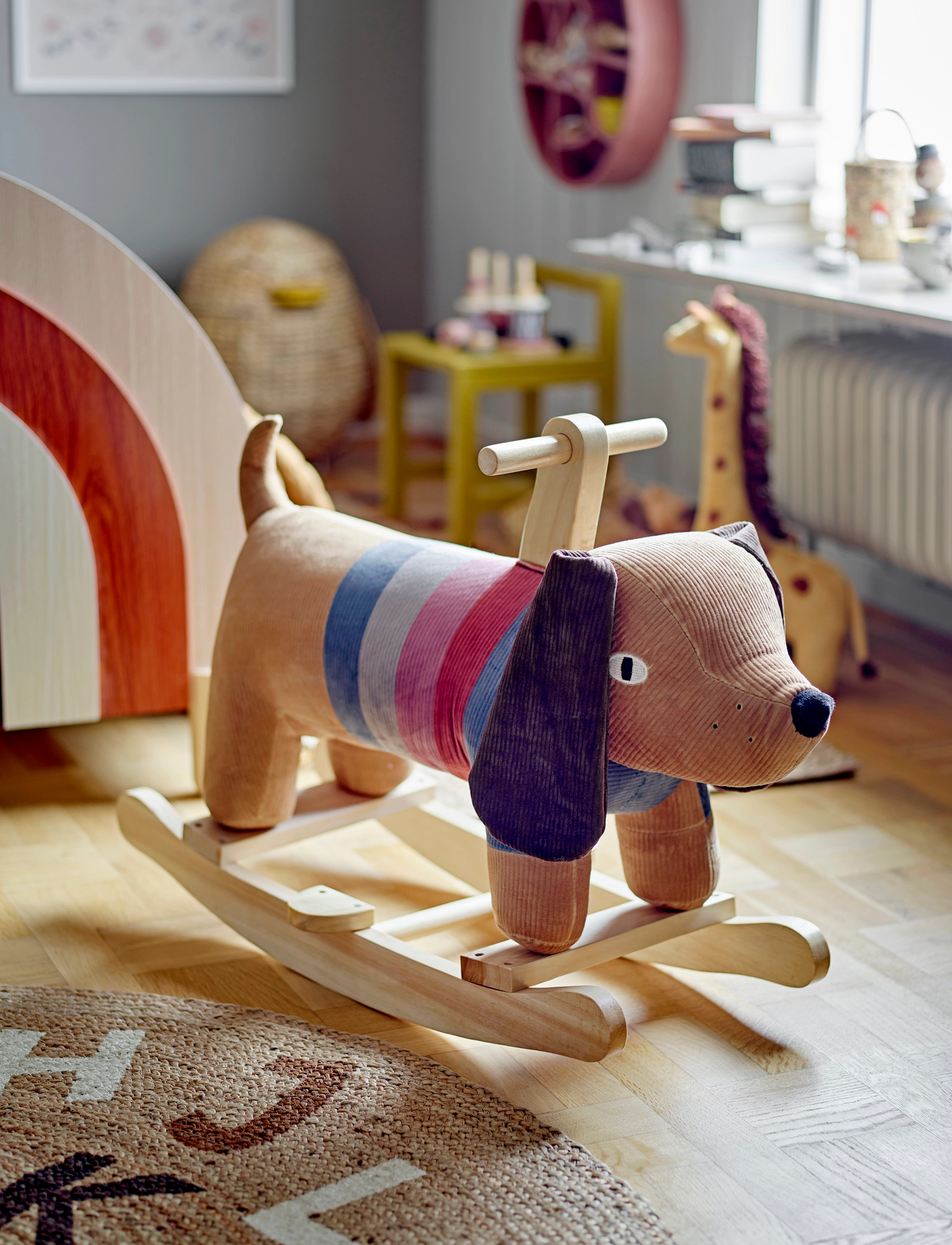 Bloomingville Charlie Rocking Toy, Dog, Brown, Polyester, One Size, Multi/patterned, Legetøj > Rocking Legetøj, Børn