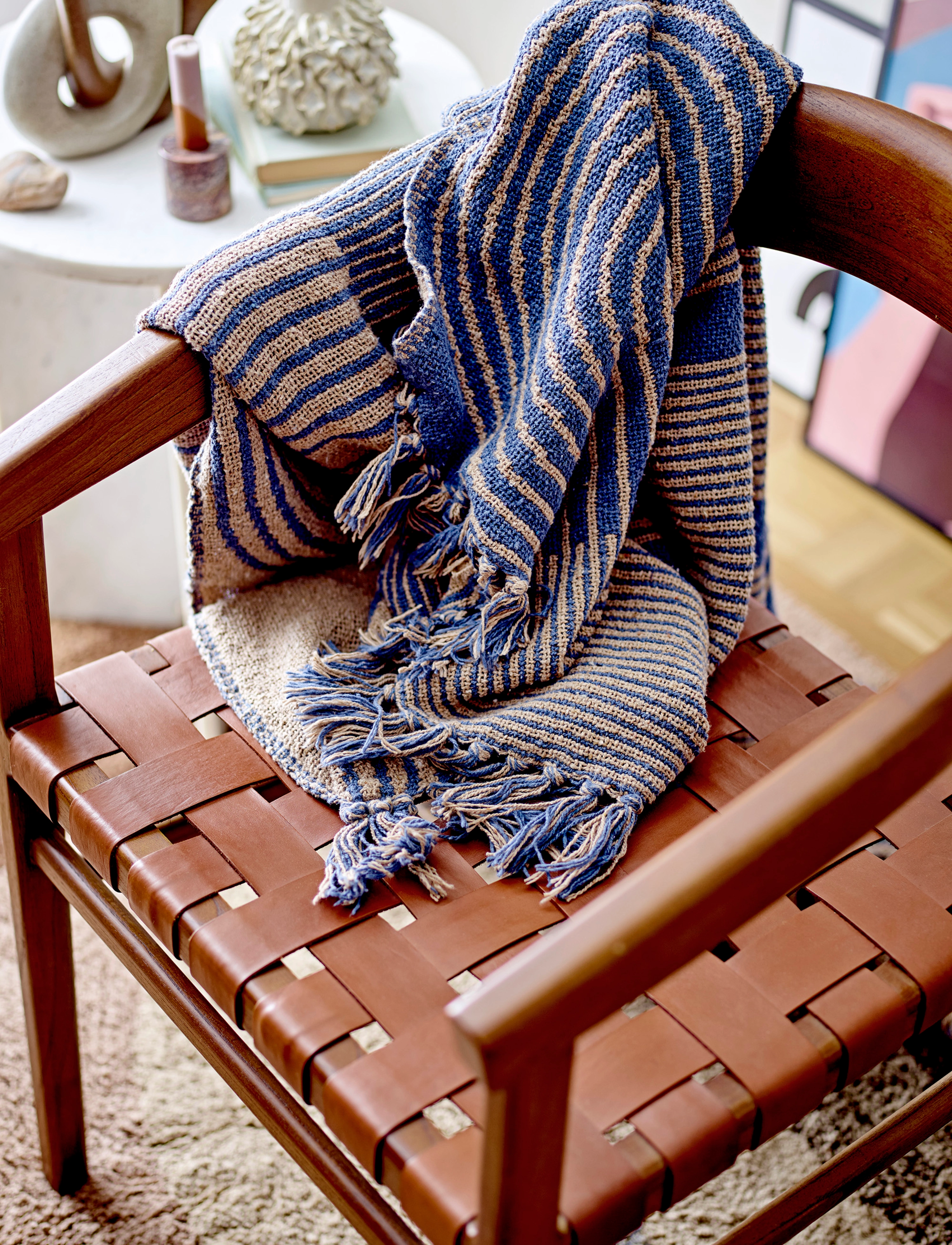 Bloomingville Tiffanie Throw, 160X130 cm, Cushions & Blankets, Blau - Blankets Throws, Homeware
