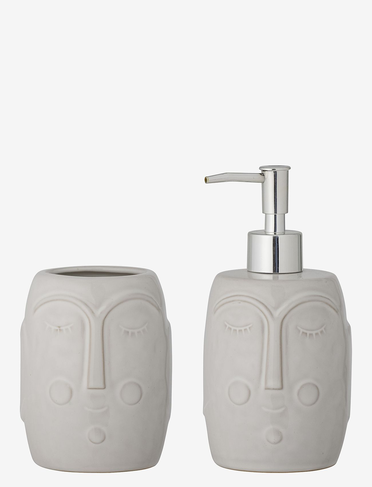 Bloomingville - Niga Bathroom Set, Porcelain Set of 2 - laagste prijzen - white - 0