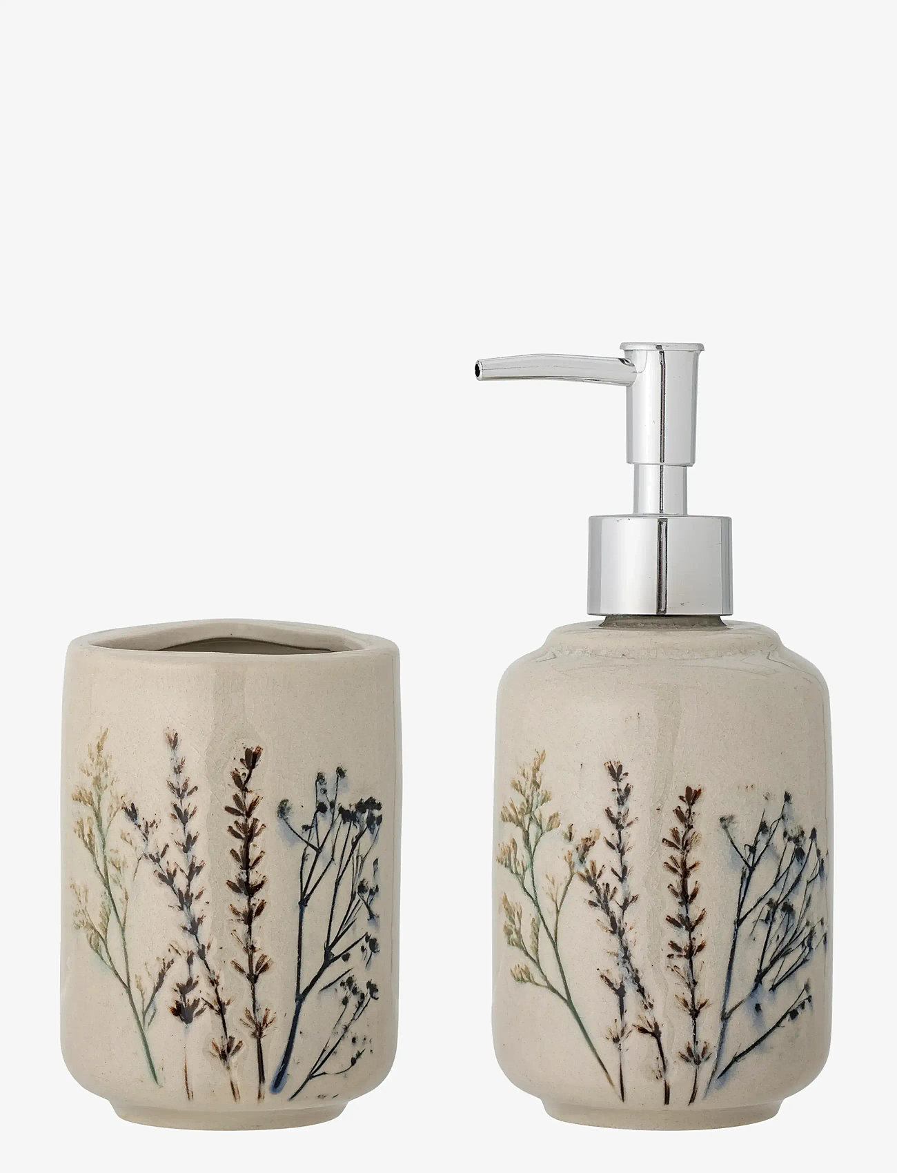 Bloomingville - Bea Soap Dispenser Set, Nature, Stoneware - køb efter pris - beige - 0