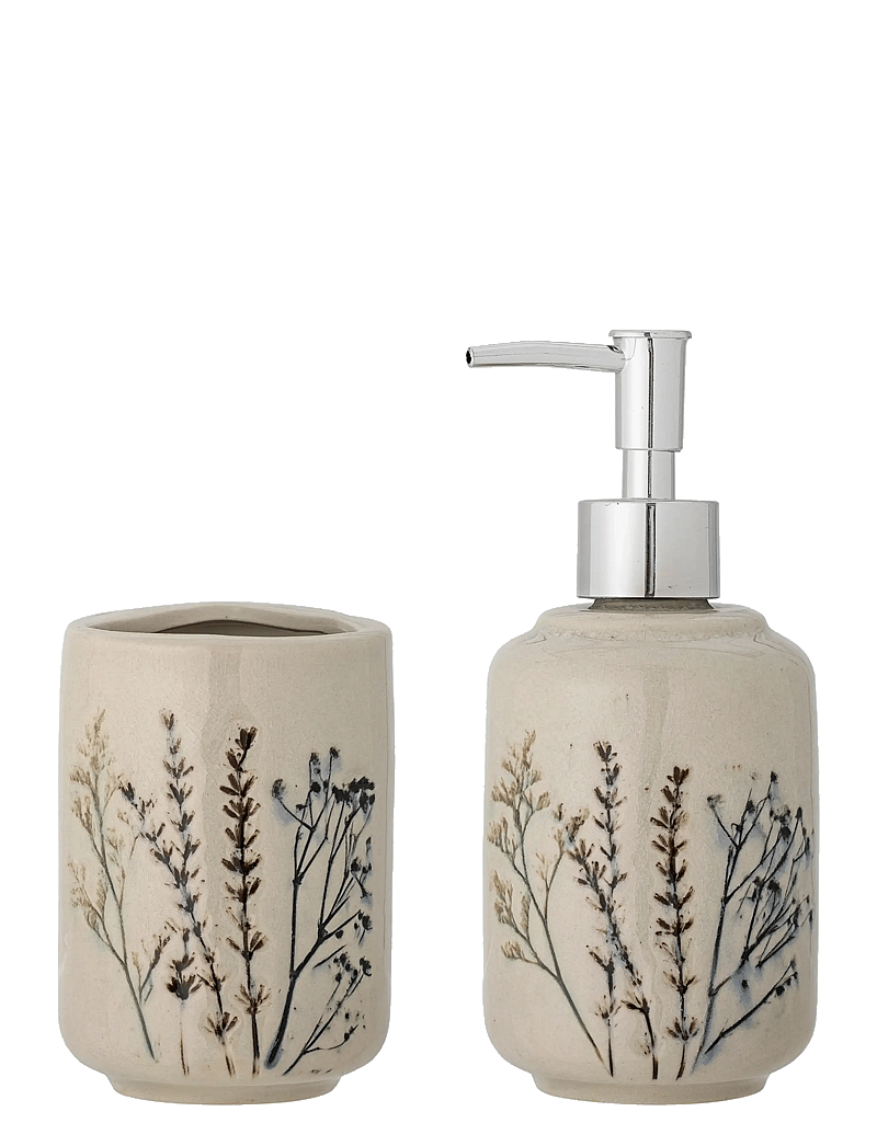 Bloomingville - Bea Soap Dispenser Set, Nature, Stoneware - hambaharjahoidjad - beige - 1