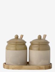 Bloomingville - Elaf Jar w/Lid & Spoon, Set of 3 - kitchen jars - brown - 0