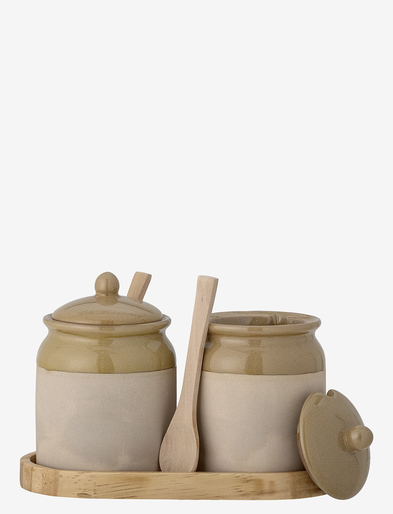 Bloomingville - Elaf Jar w/Lid & Spoon, Set of 3 - kitchen jars - brown - 1
