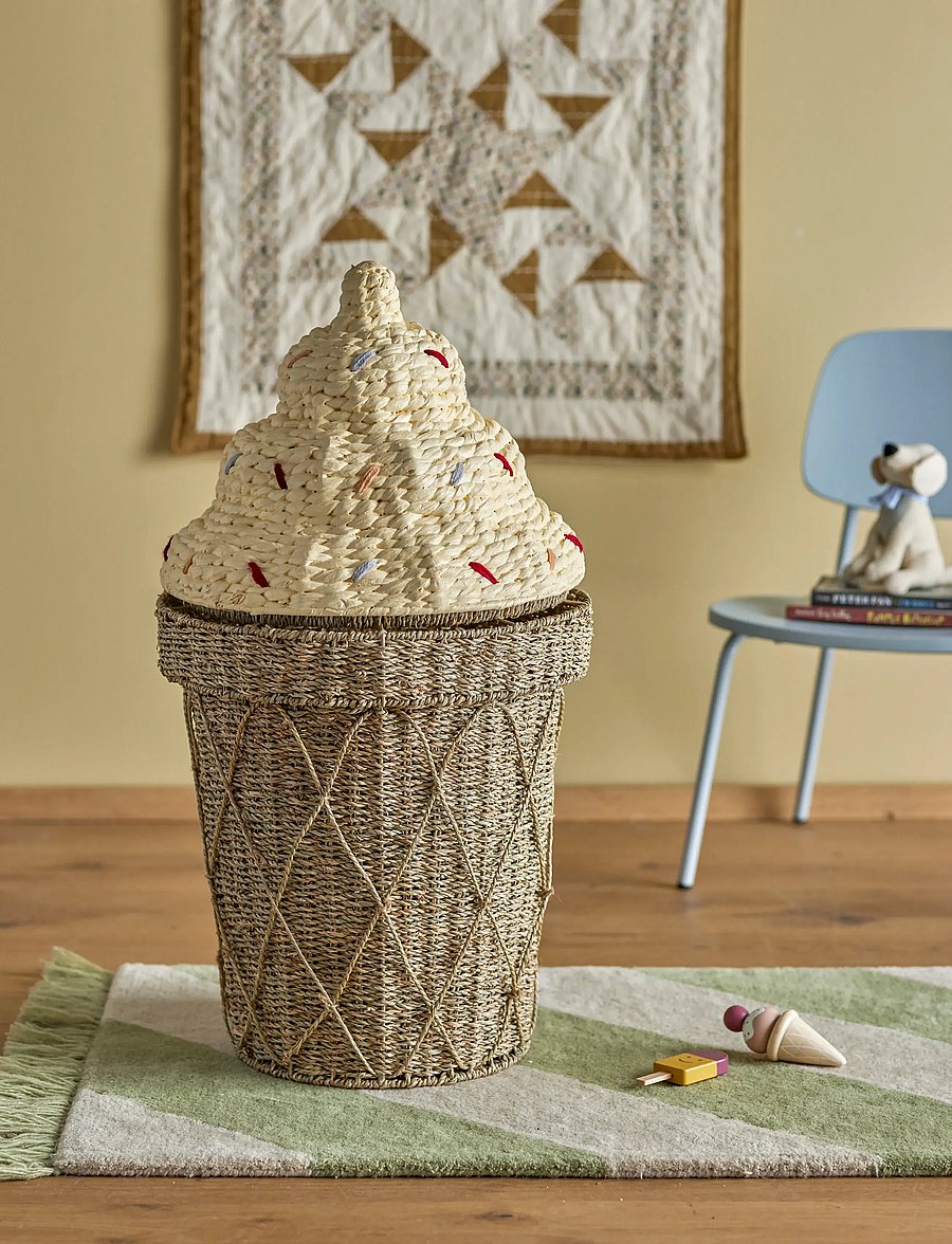 Bloomingville - Cillie Basket w/Lid - aufbewahrungskörbe - nature - 4