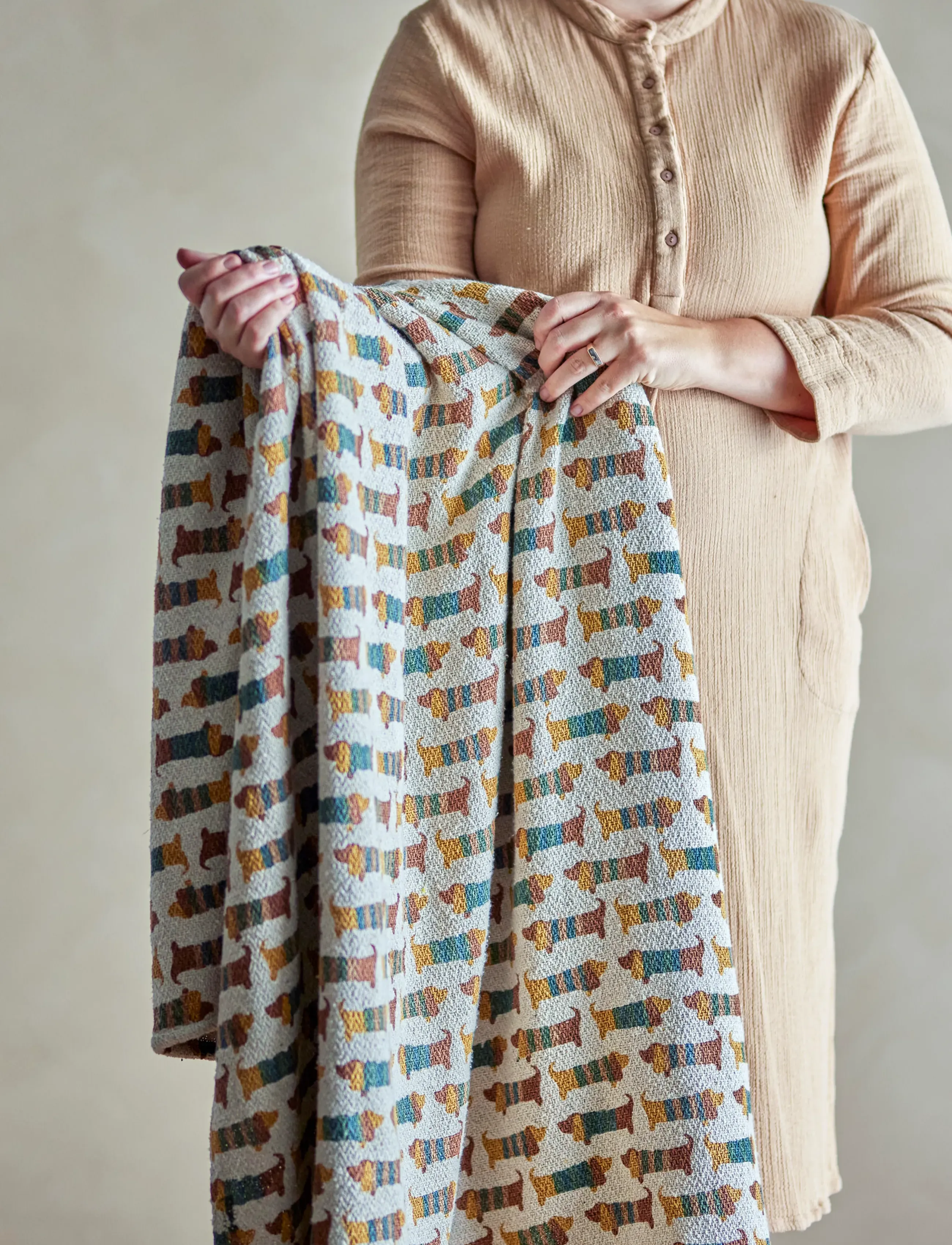 Bloomingville Charlie Throw, Brown, Recycled Cotton, 160X130 cm, Sleep Time, Mehrfarbig/gemustert - Blankets & Quilts, Kinder