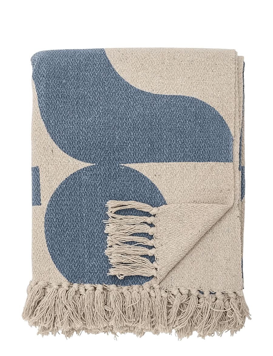 Bloomingville - Agno Throw, Blue, Recycled Cotton - decken - blue - 1