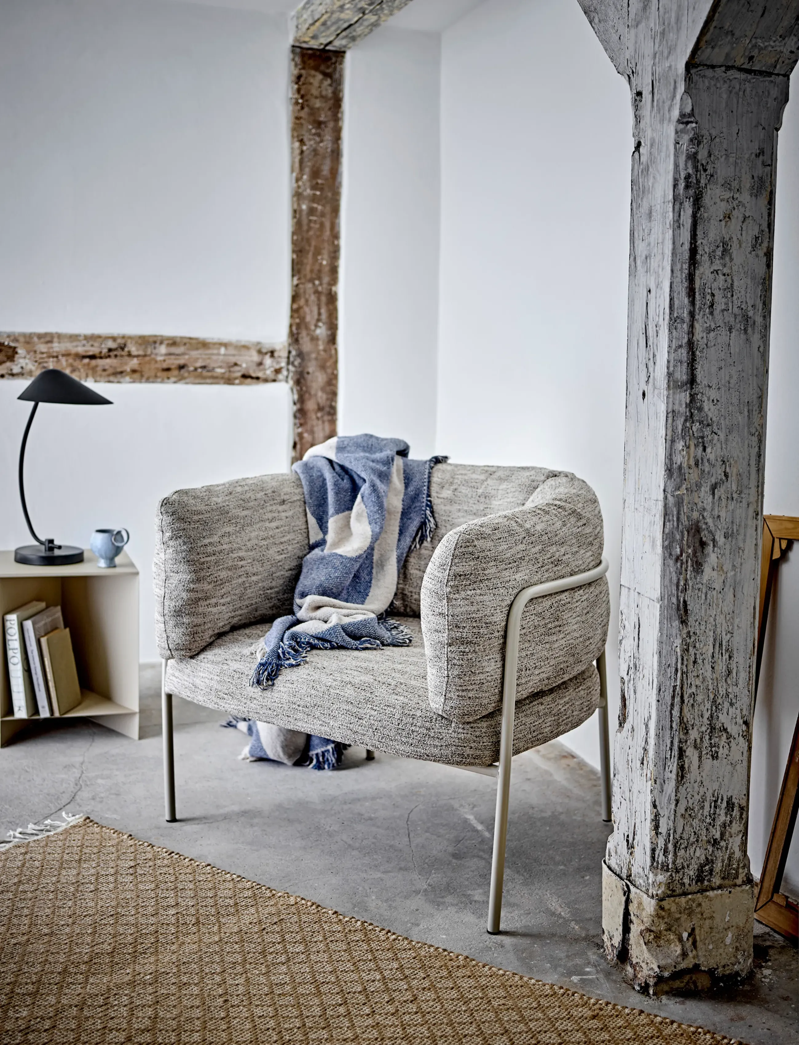 Bloomingville Agno Throw, Blue, Recycled Cotton, 160X130 cm, Cushions & Blankets, Blau - Blankets Throws, Homeware