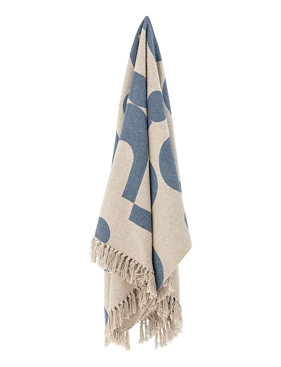 Bloomingville - Agno Throw, Blue, Recycled Cotton - decken - blue - 2