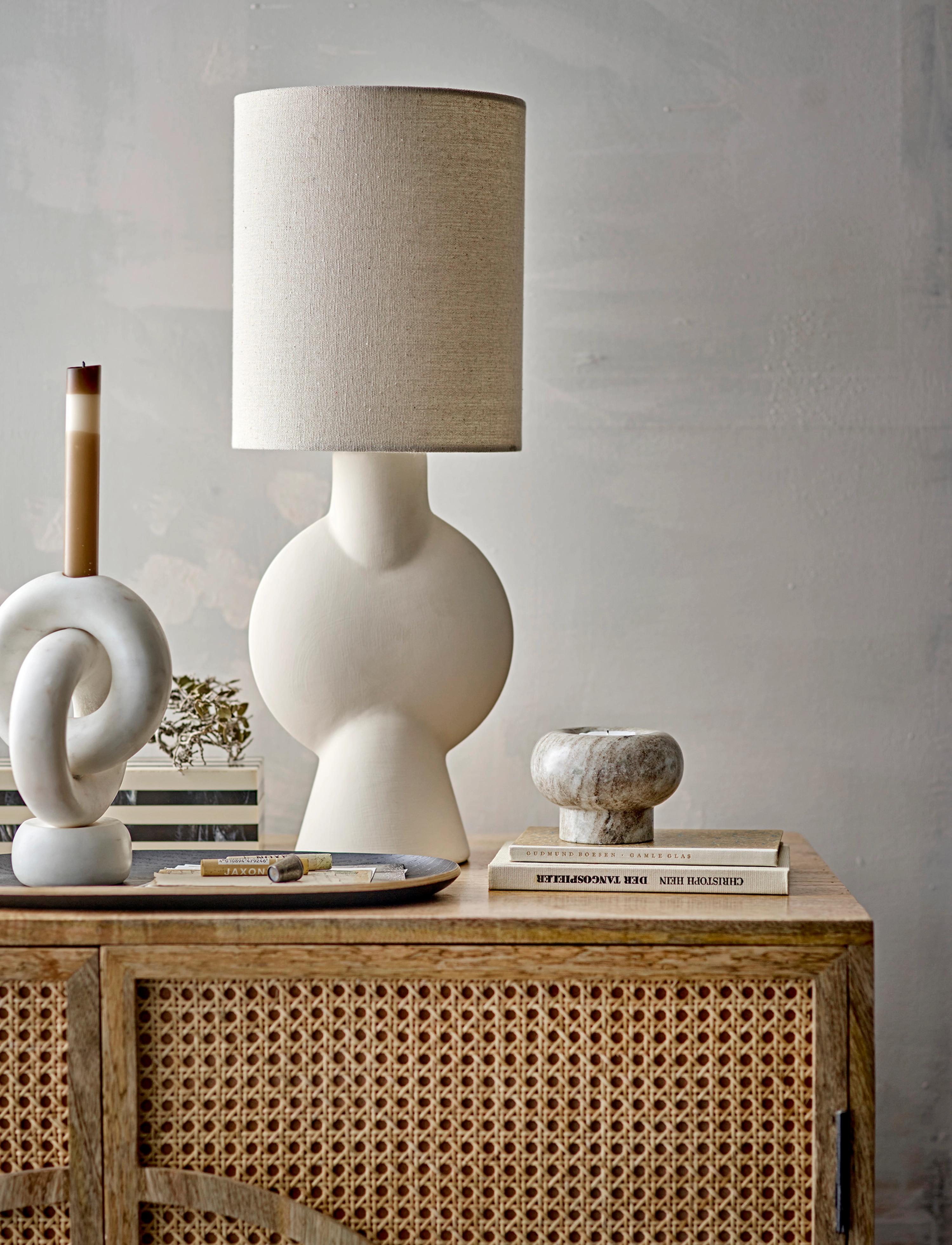Bloomingville Sergio Table Lamp, Ø20.5XH54.5 cm, Lamps, Creme - Homeware