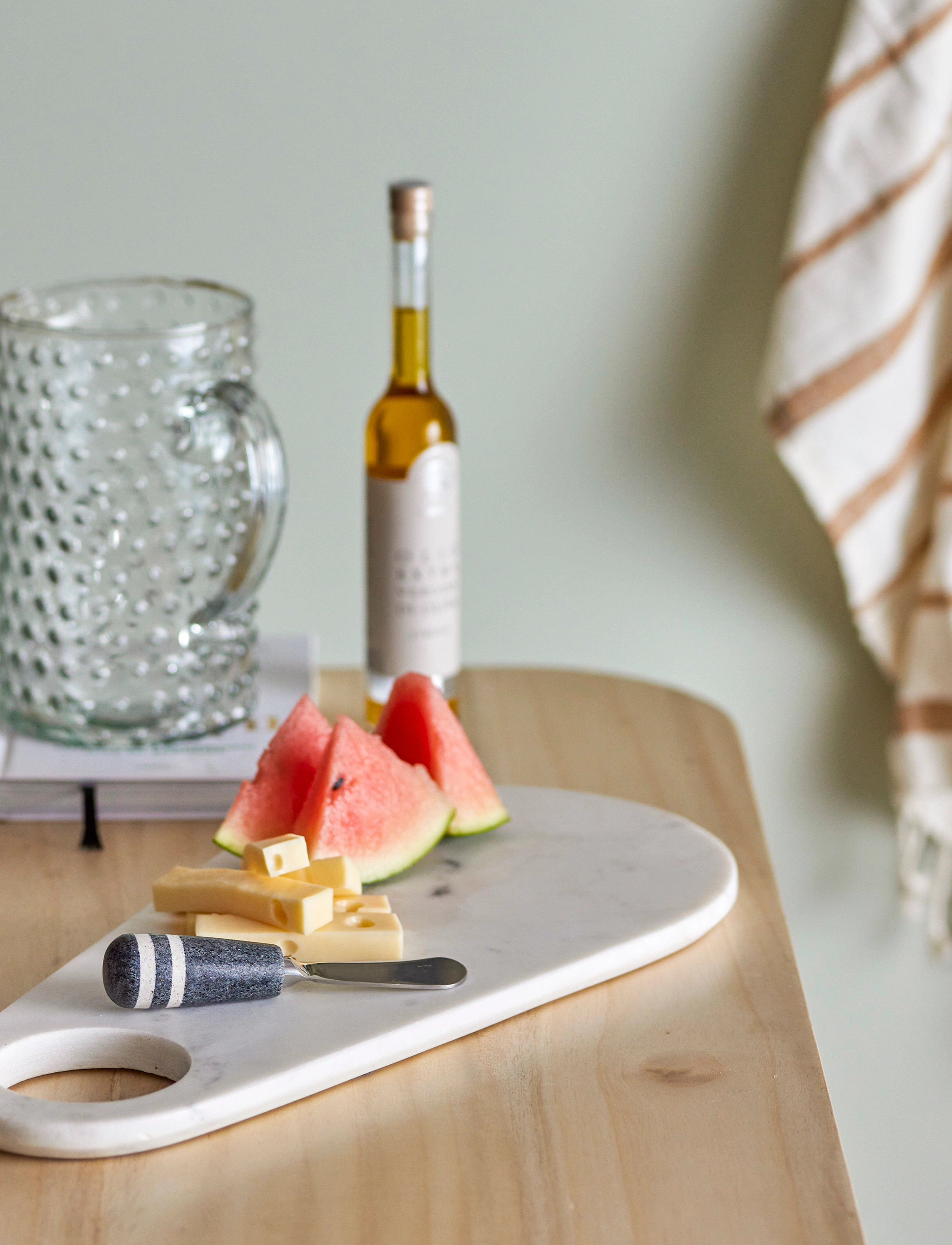 Bloomingville Abrielle Cuttingboard W/Knife, One Size, Cutting Boards, Weiß - Wooden Homeware
