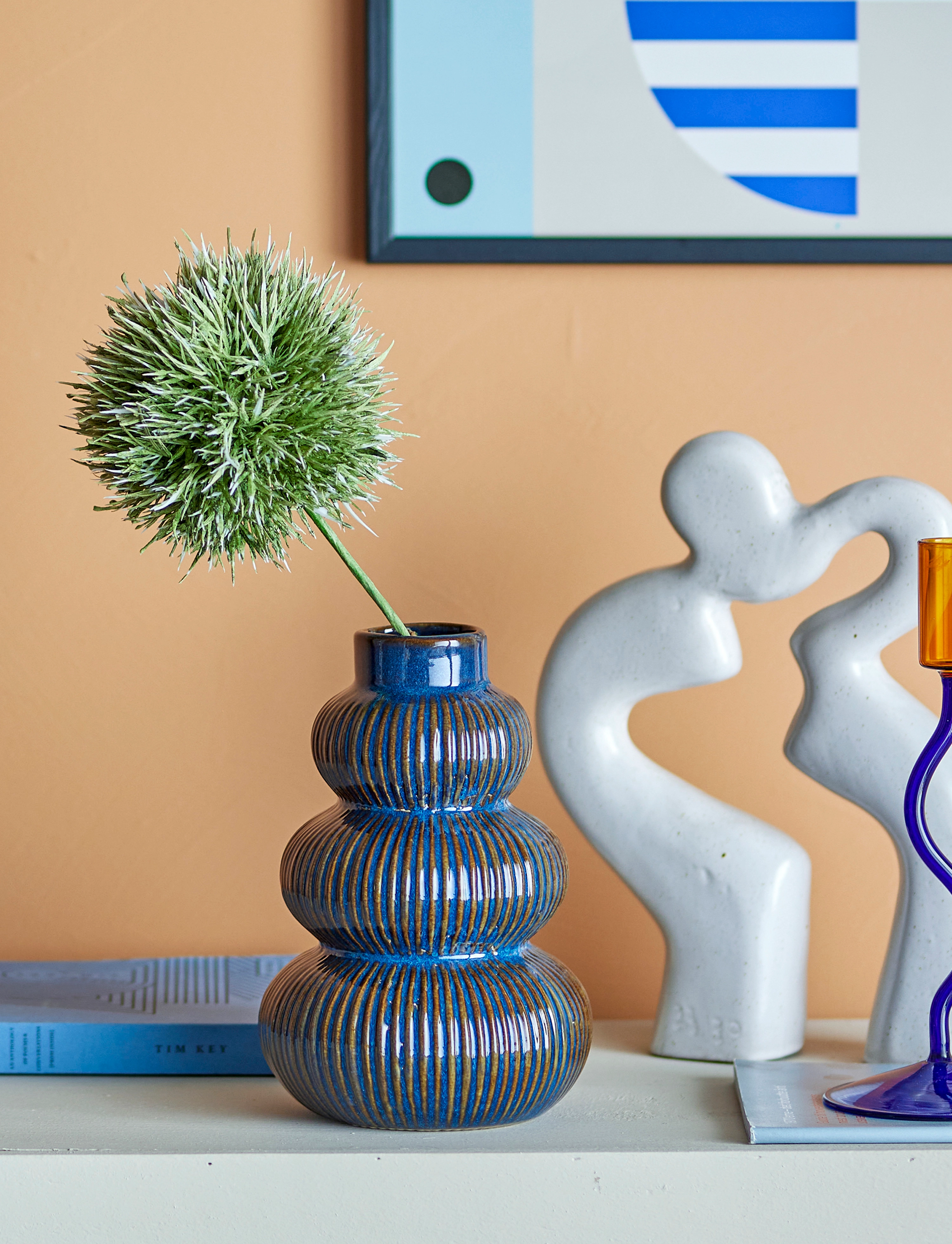 Bloomingville Myrtle Vase, Ø 14 cm, Vases, Blau - Big Homeware