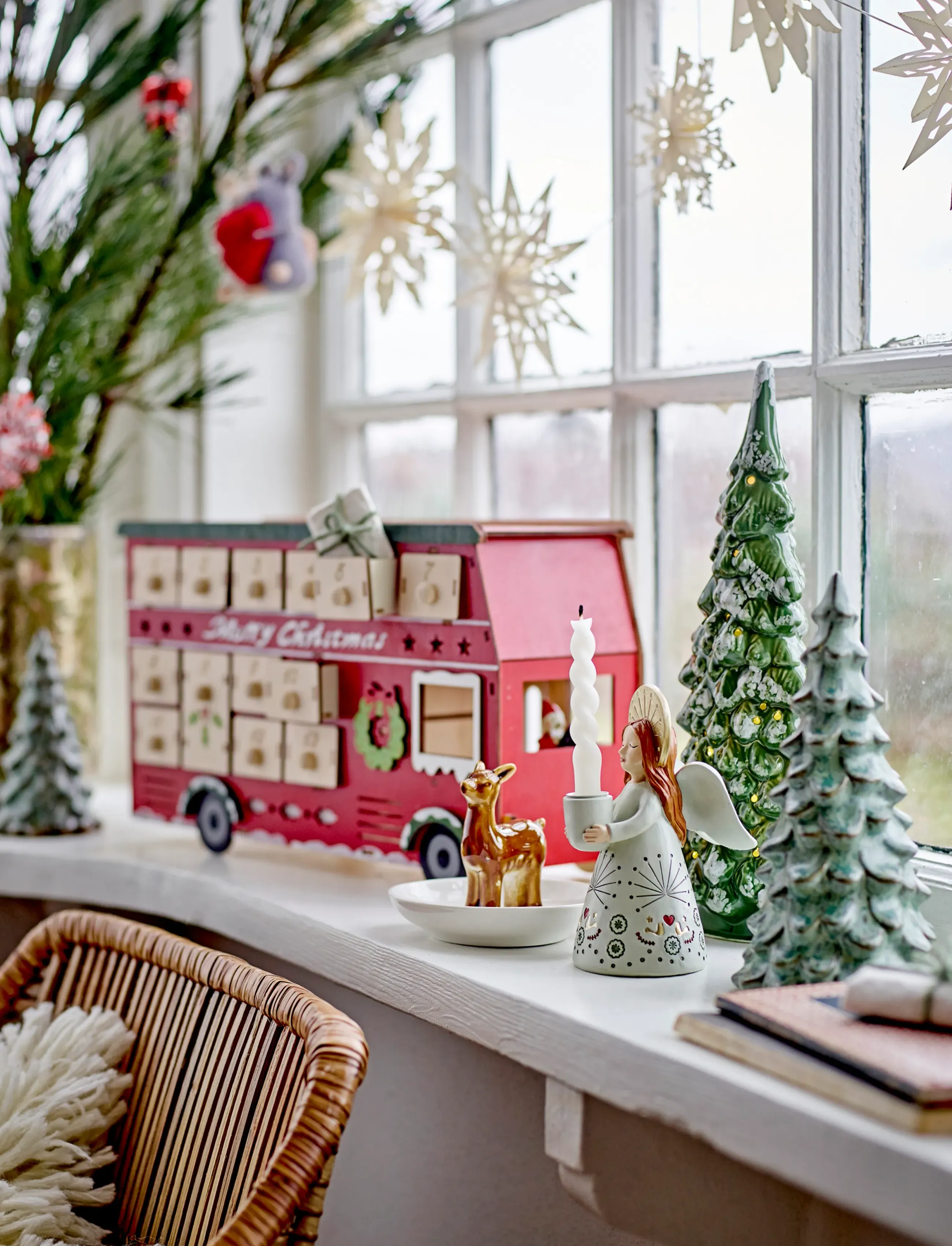Bloomingville Edward Calendar W/Light, 37X21 cm, Christmas Decoration, Rot - Advents Candles, Kinder