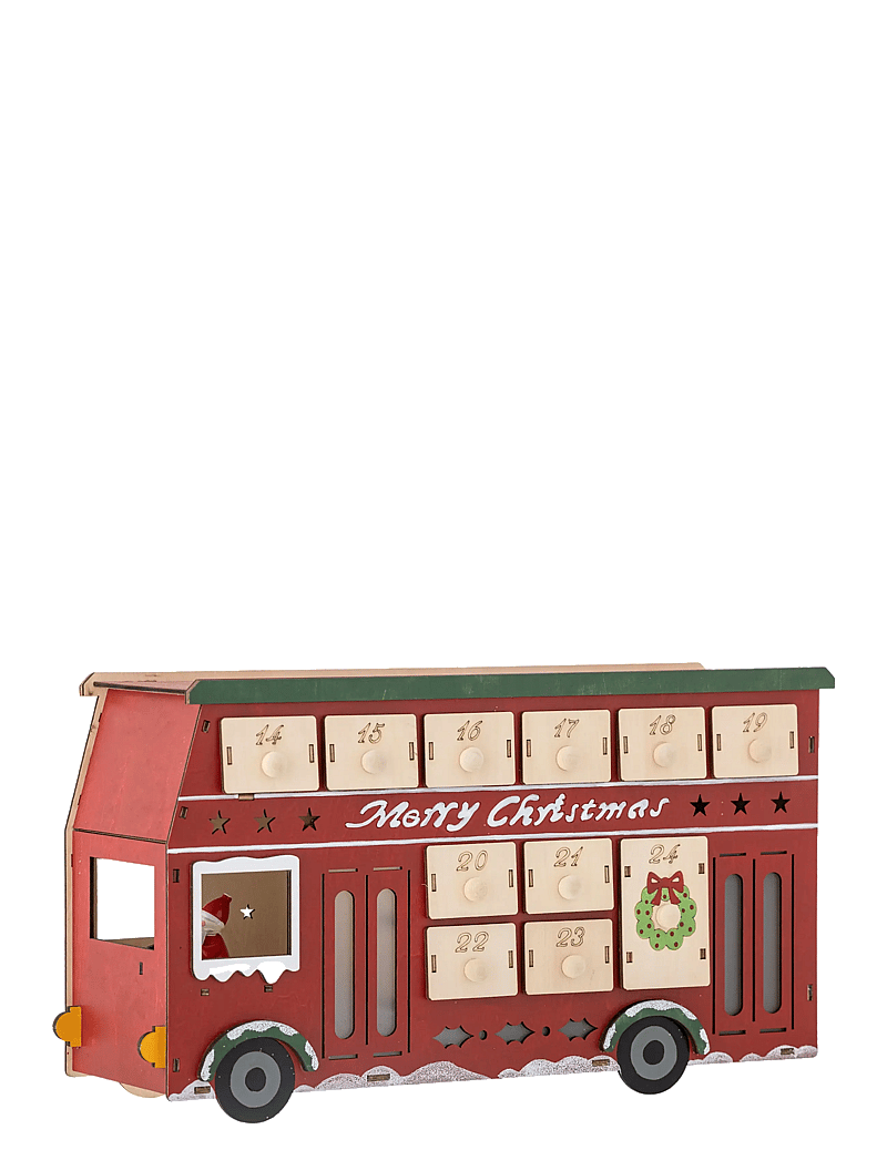 Bloomingville - Edward Calendar w/light - adventsljus & kalenderljus - red - 3
