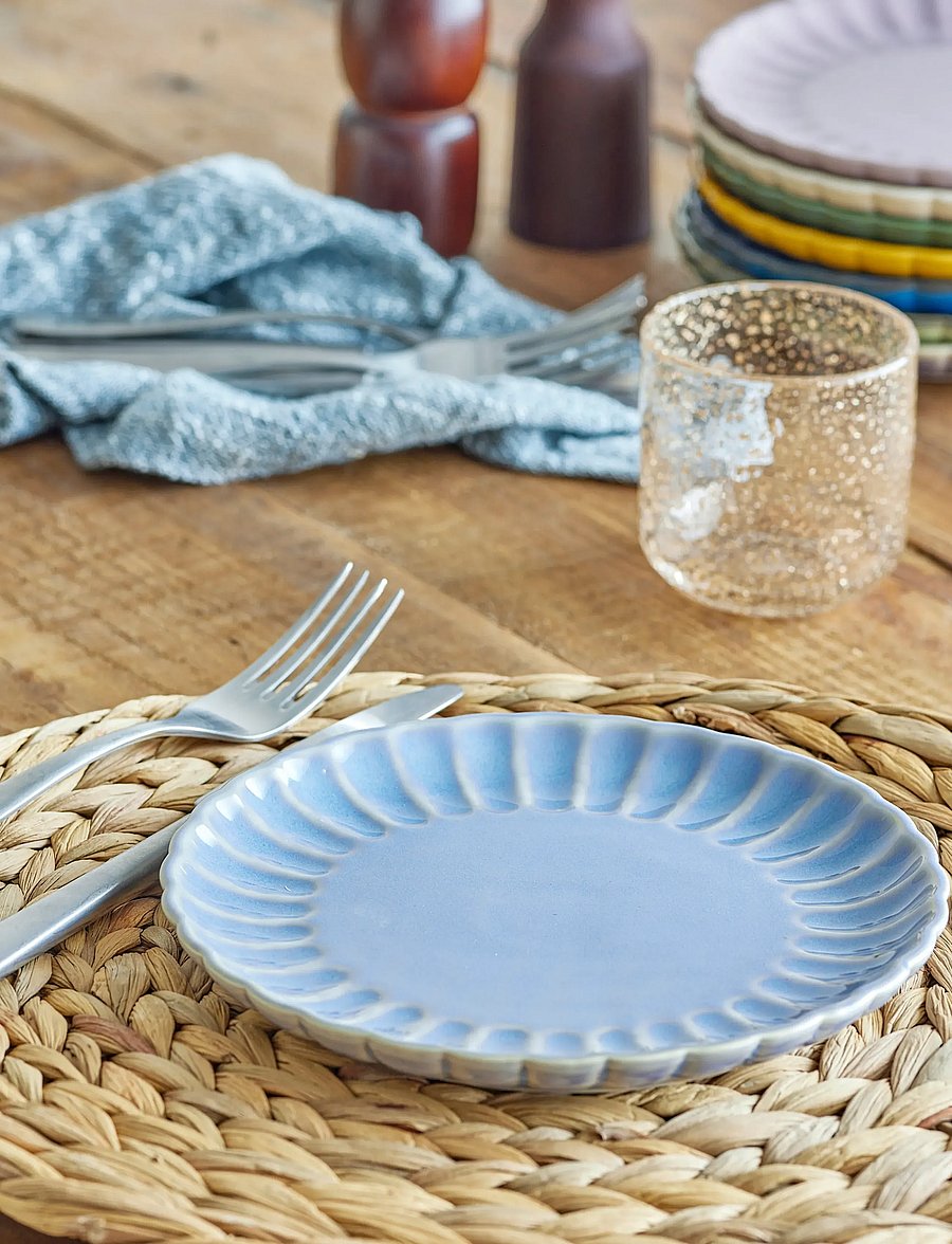 Bloomingville - Latina Plate, Blue, Stoneware - speiseteller - blue - 5