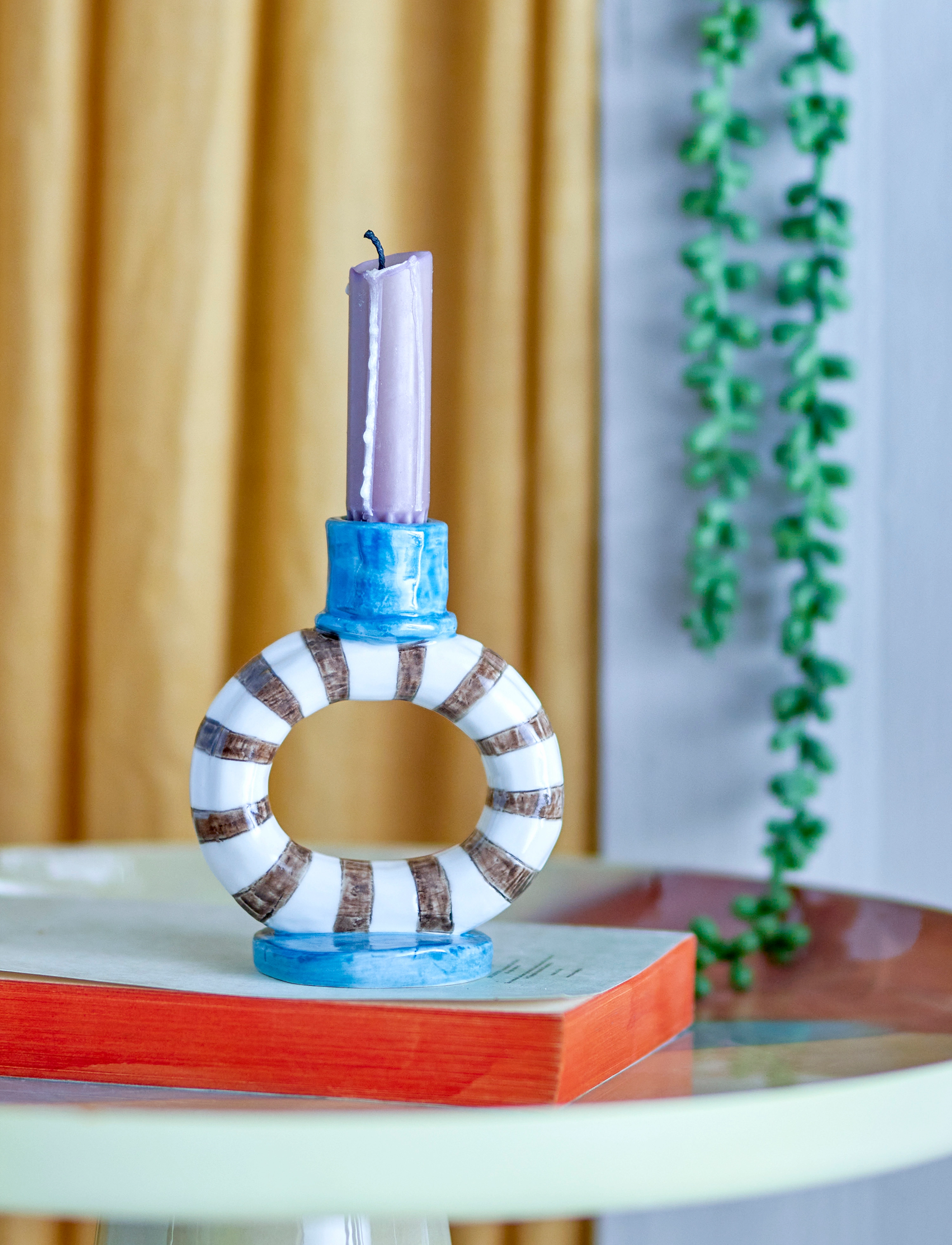 Bloomingville Tacana Candle Holder, Ø 10 cm, Multi/patterned, Lysestager & Lanterner > Lysestager, Unisex
