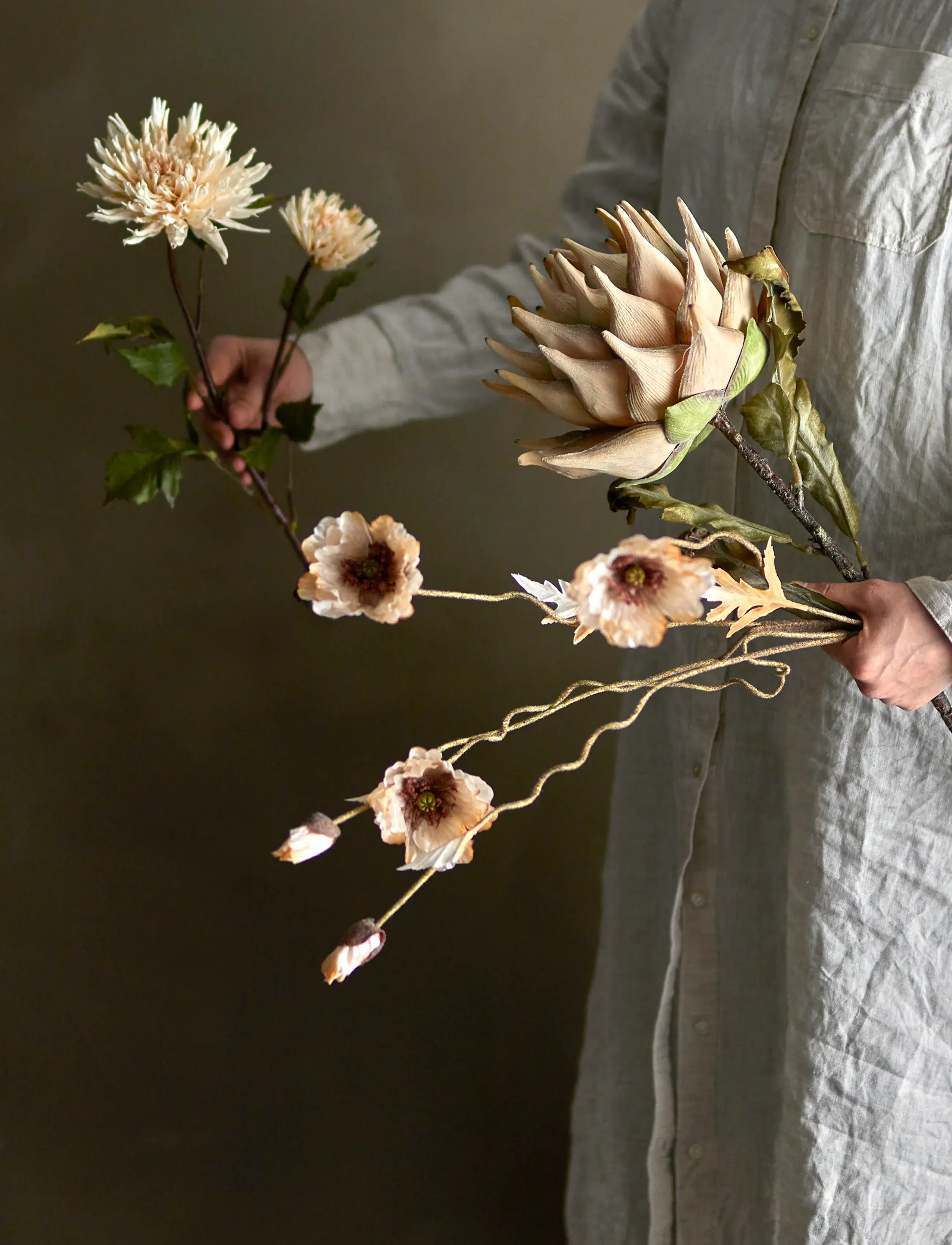 Bloomingville Chrysantemum Stem, H80 cm, Decoration, Creme - Dried & Fake Flowers, Homeware
