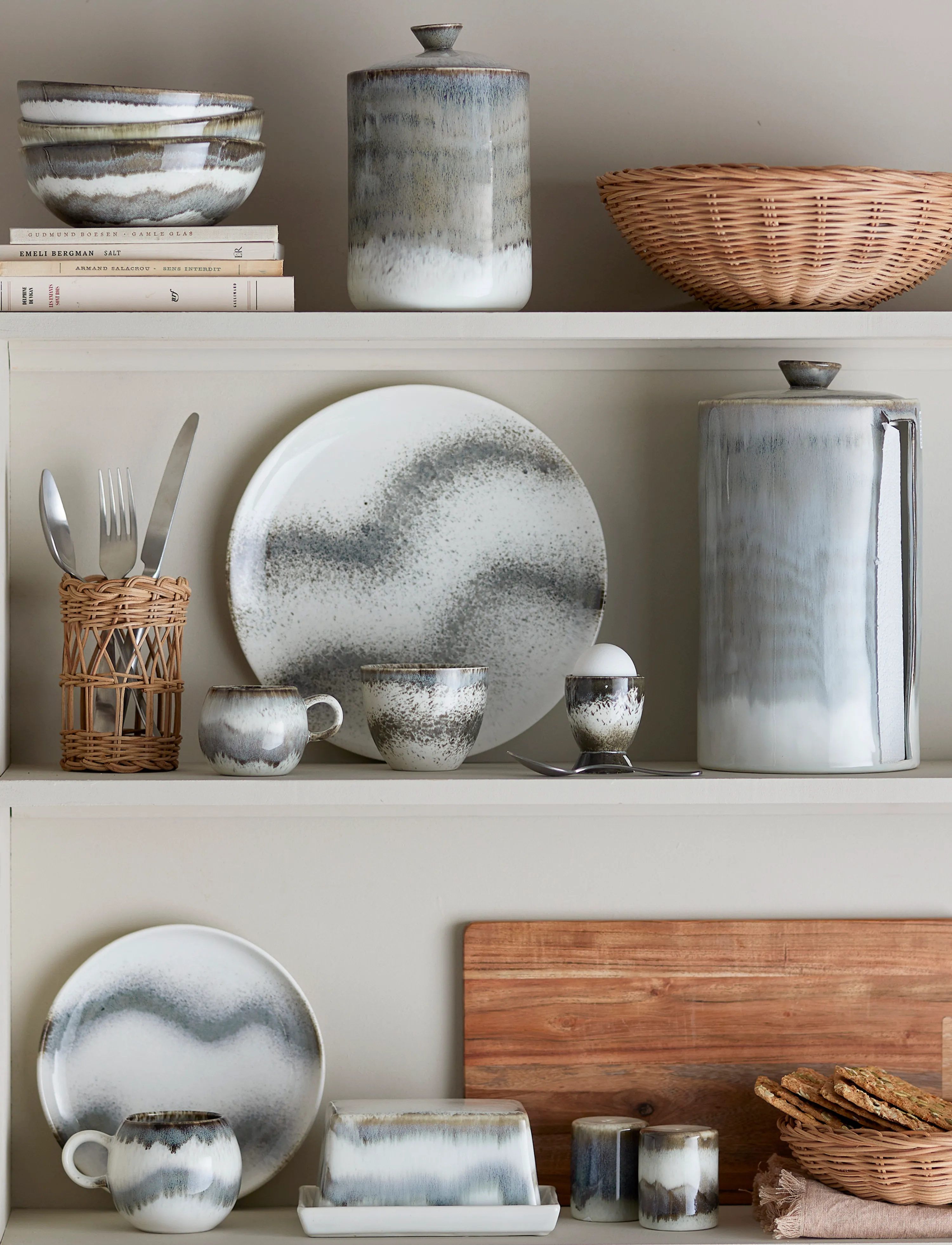 Bloomingville Paula Breakfast Set, One Size, Grey, Tallerkener > Borddækning & Sæt, Unisex