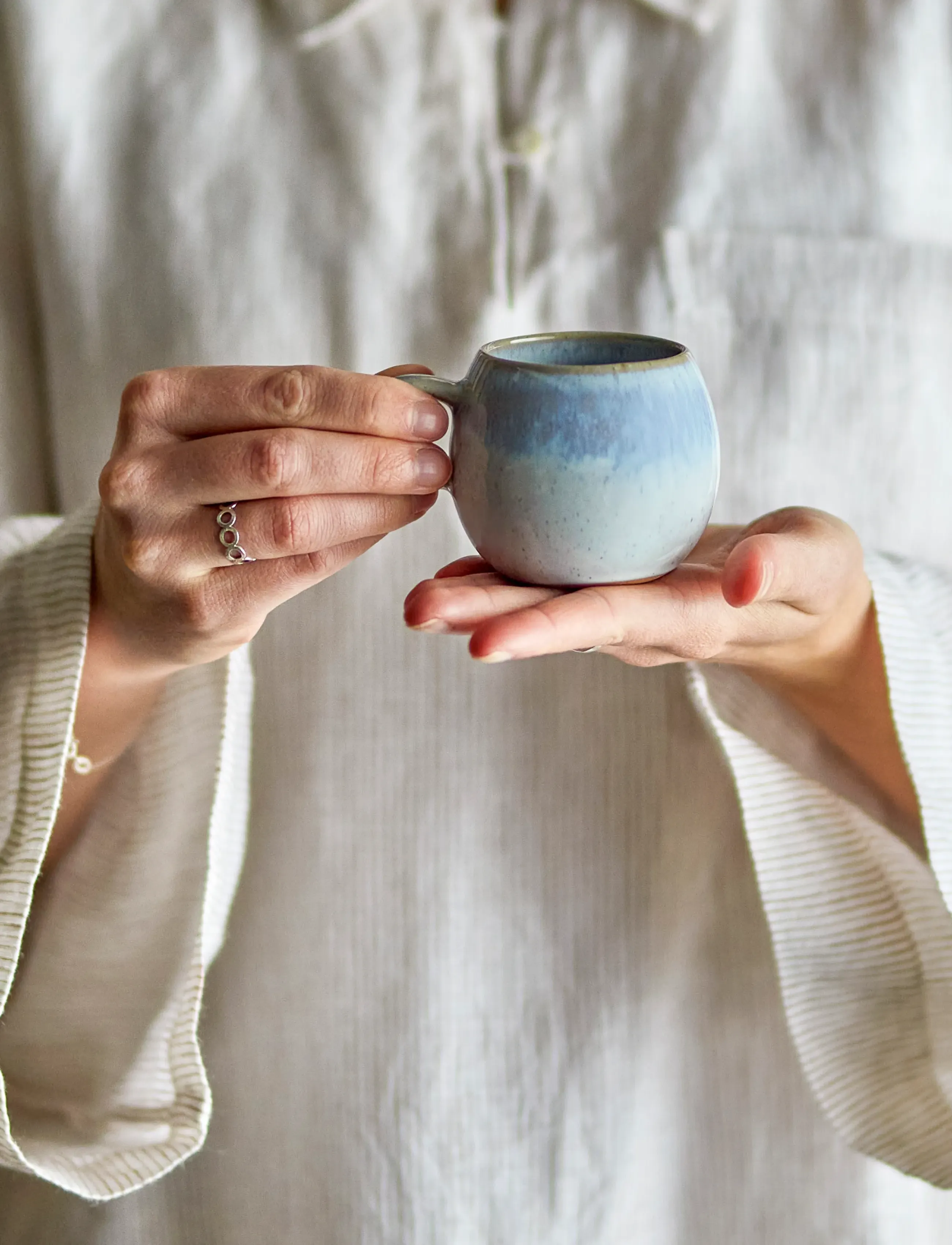 Bloomingville Paula Espresso Cup, Blue, Stoneware, 140 ml, Blue, Kopper & Krus > Kaffekopper, Unisex