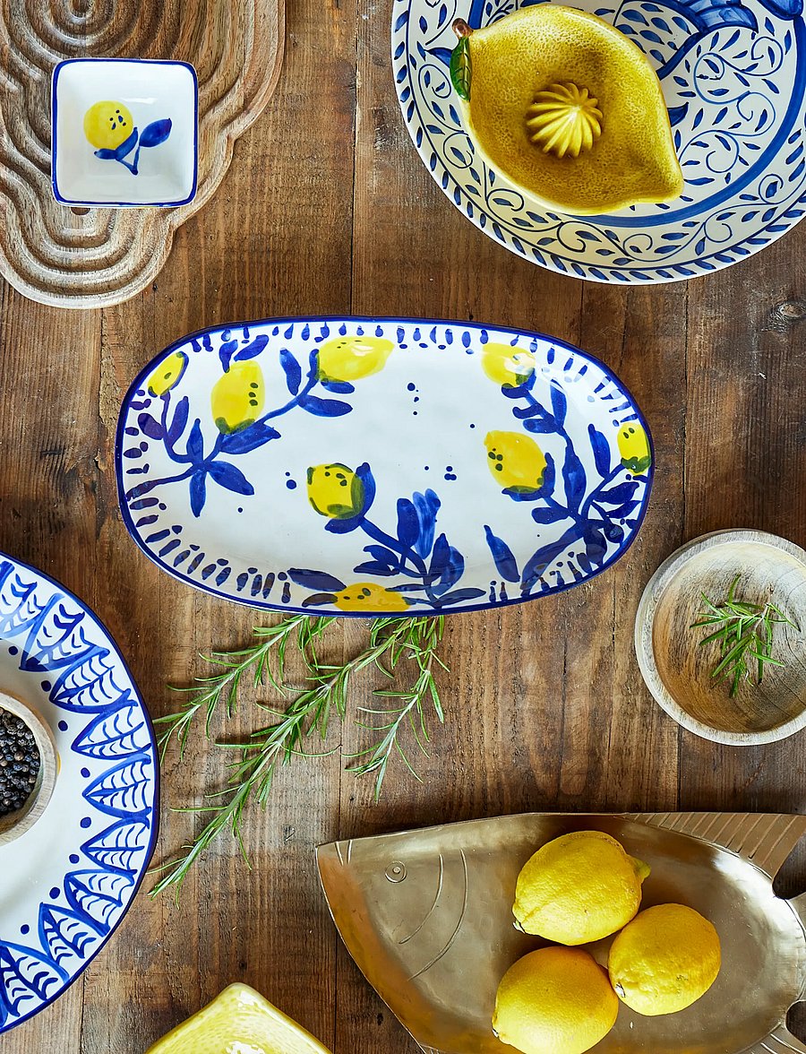 Bloomingville - Maxima Serving Plate, Blue, Stoneware - osta hinna alusel - blue - 0