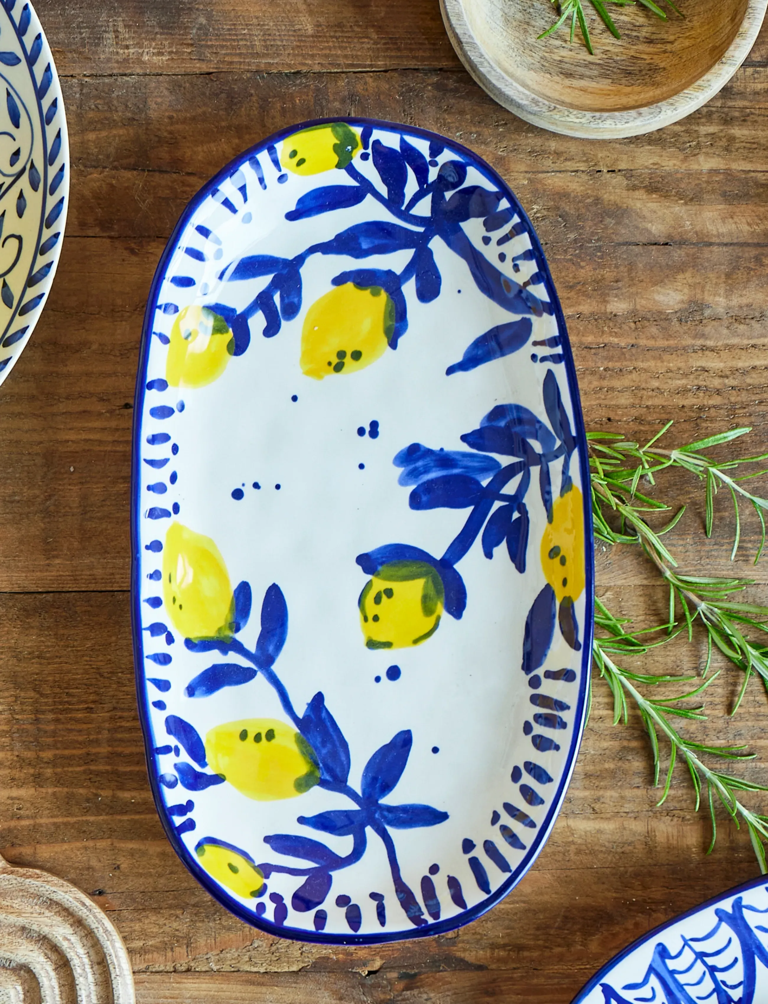 Bloomingville - Maxima Serving Plate, Blue, Stoneware - køb efter pris - blue - 4