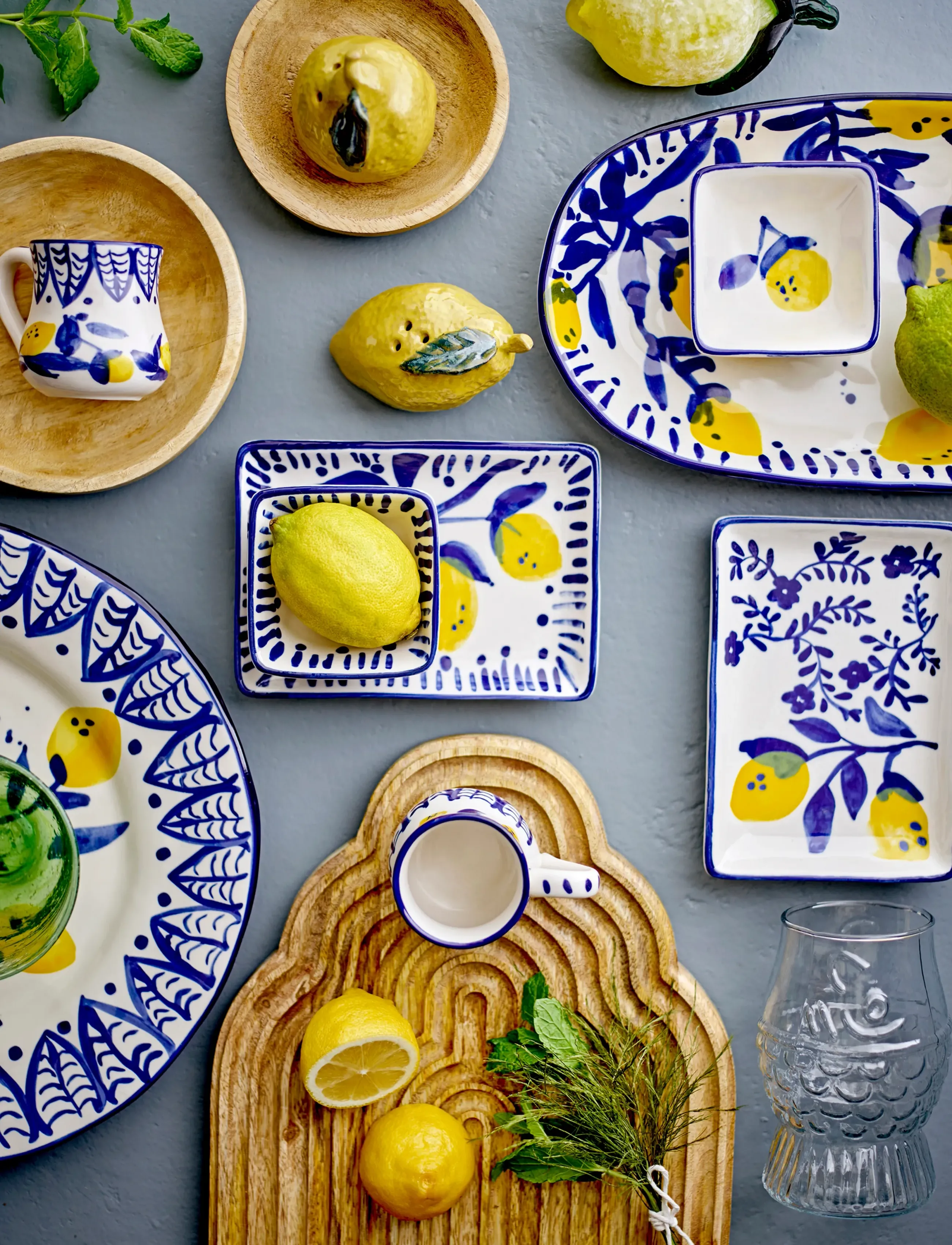 Bloomingville - Maxima Serving Plate, Blue, Stoneware - køb efter pris - blue - 5