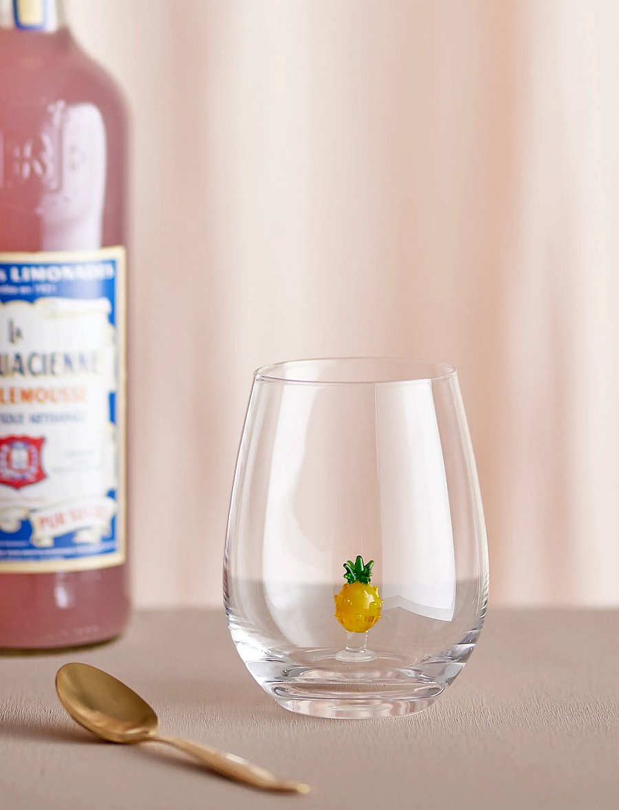 Bloomingville - Misa Drinking Glass, Clear, Glass - trinkgläser - pineapple - 0