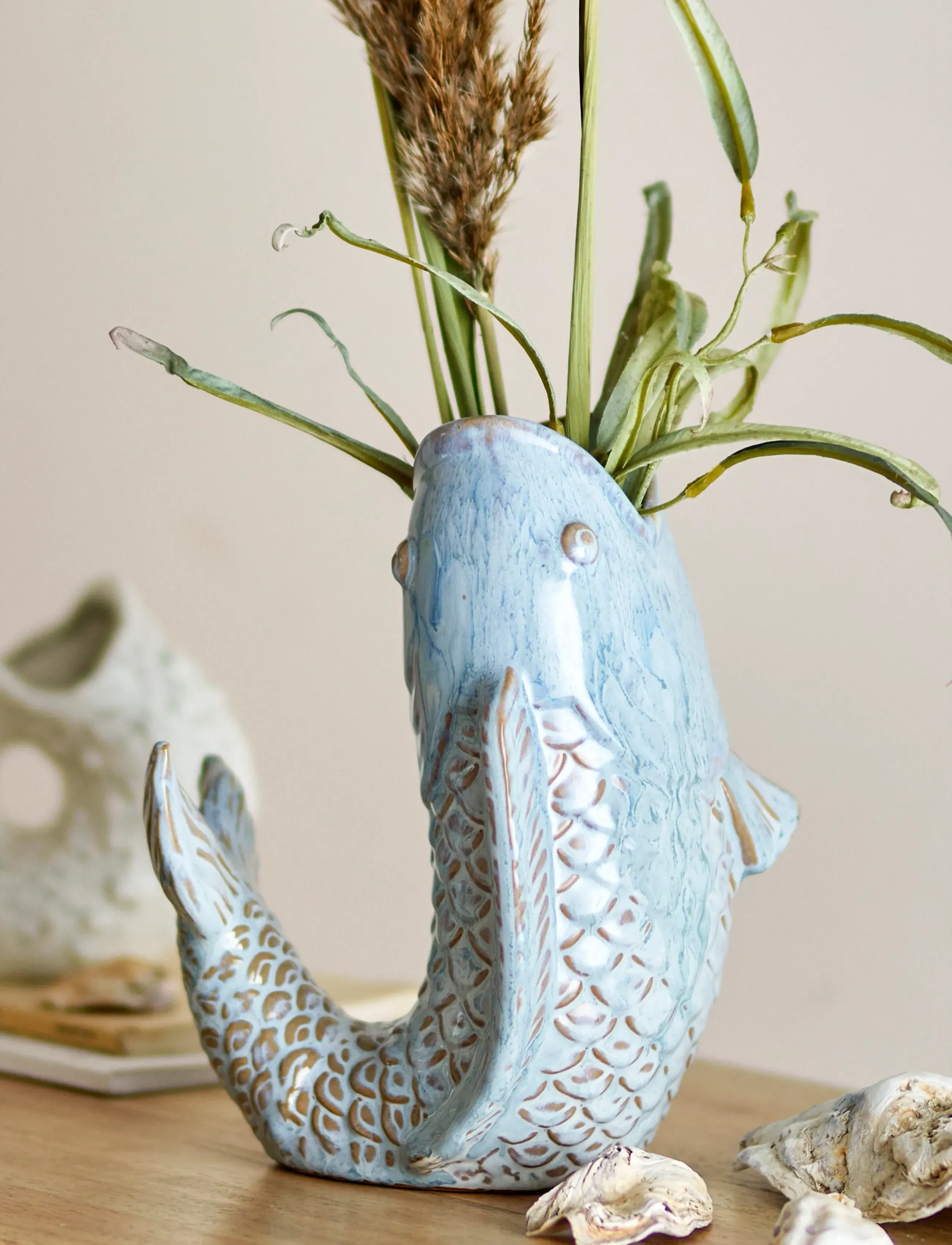 Bloomingville Hiro Vase, 21 cm, Blue, Vases > Other Vases, Unisex