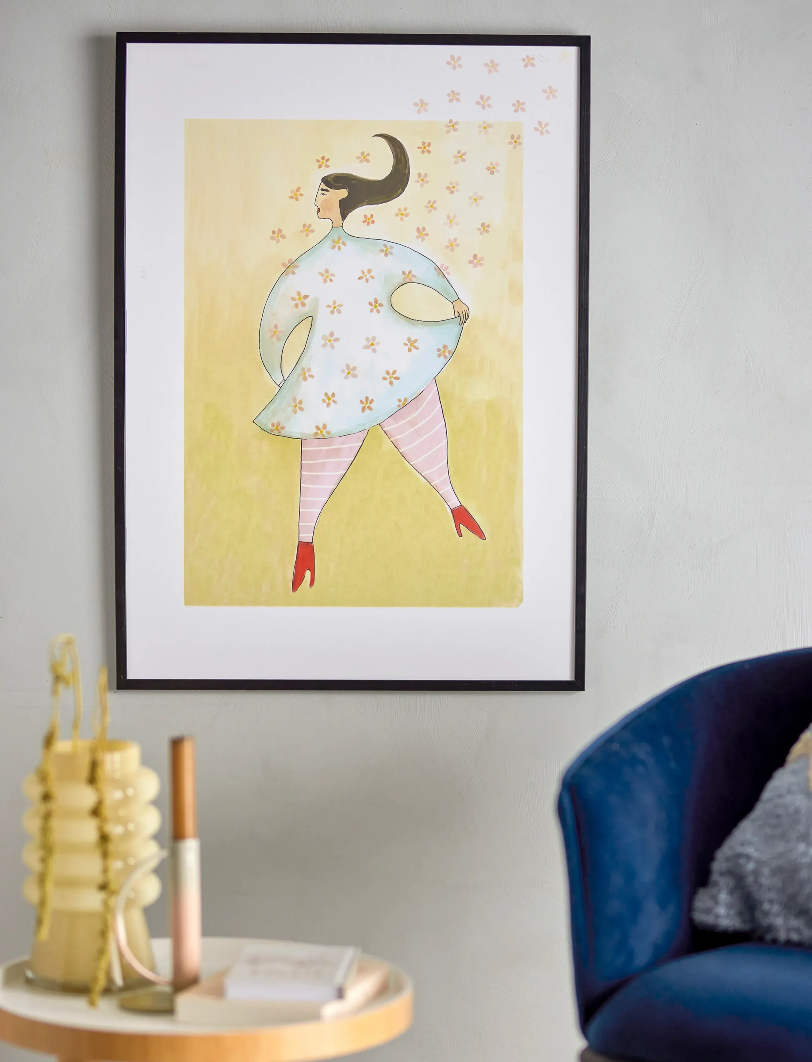 Bloomingville Ajo Illustration W/ Frame, 52X72 cm, Posters, Mehrfarbig/gemustert - Illustrations, Homeware