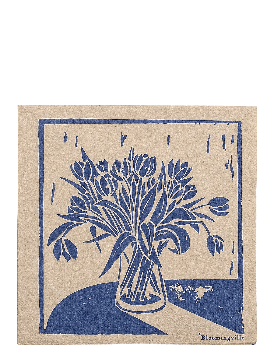 Bloomingville - Tulips Napkin - blue - 0