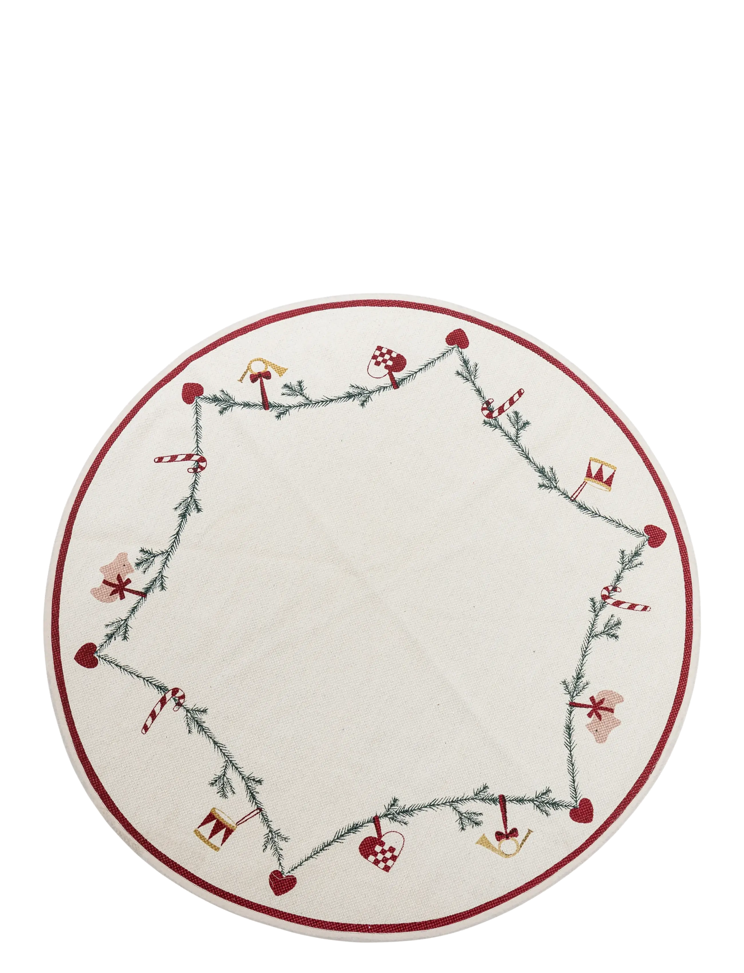 Bloomingville Yule Tree Rug - Weihnachtsdekoration - RED / cream