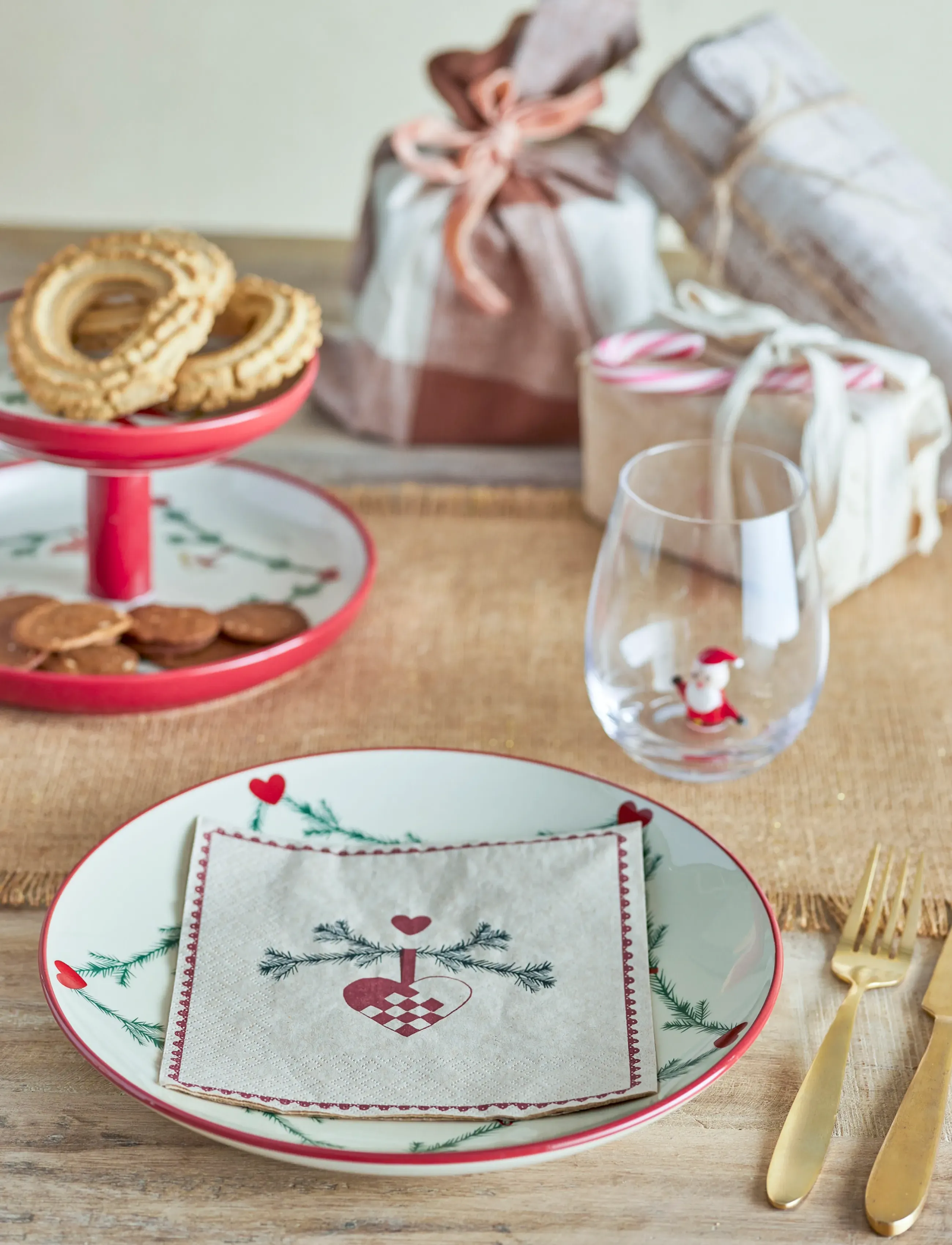 Bloomingville - Yule Napkin - stoffservietten - red - 1