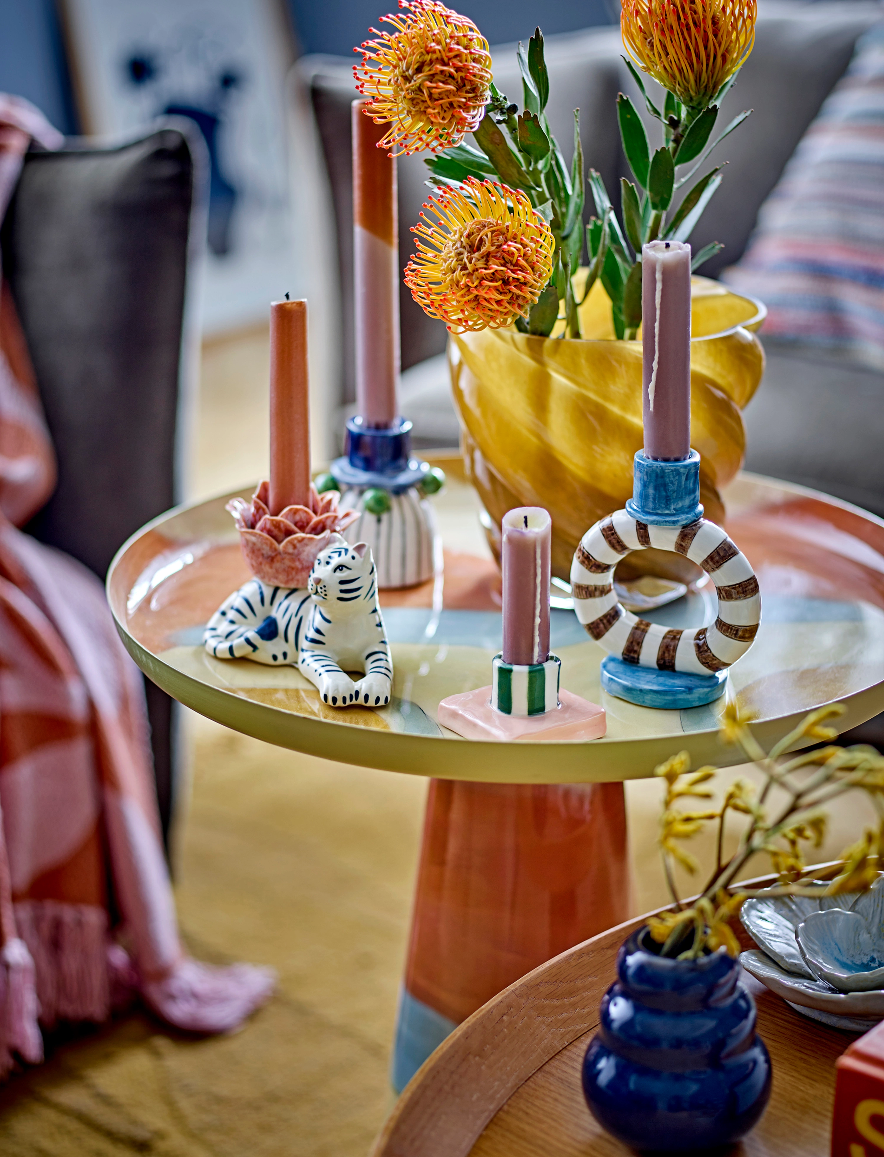Bloomingville Rory Candle Holder, One Size, Candlesticks & Lanterns, Mehrfarbig/gemustert - Candlesticks, Homeware