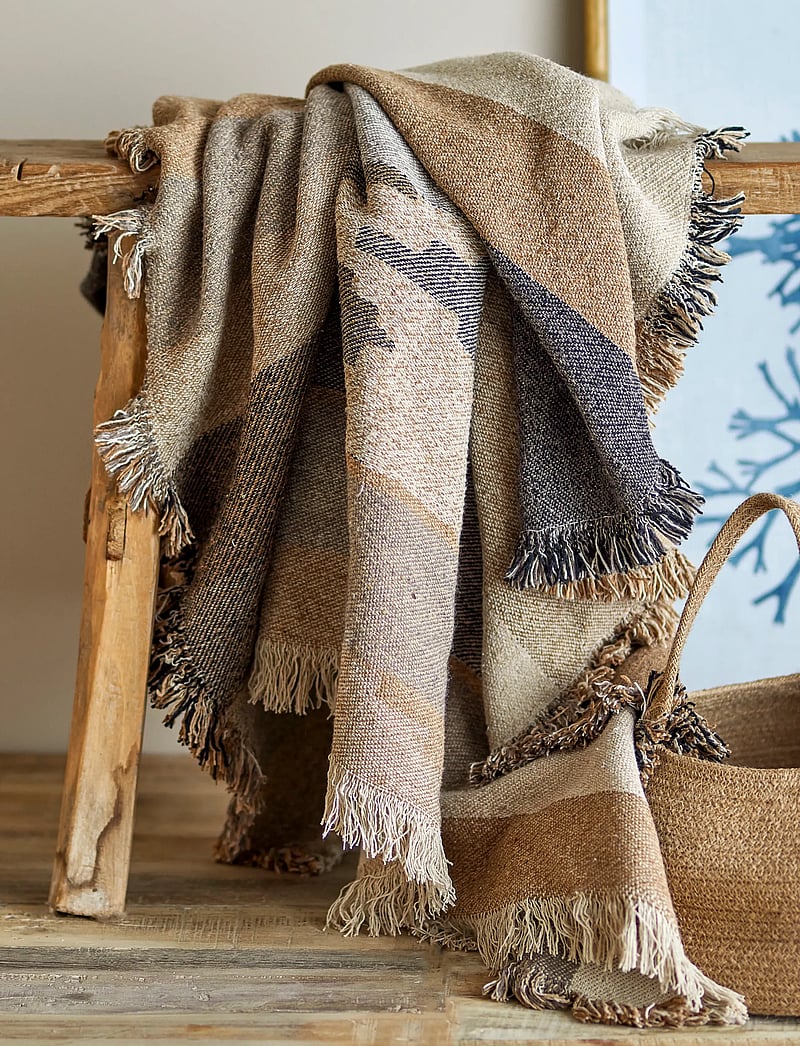 Bloomingville - Maji Throw, Brown, Recycled Cotton - köp efter pris - brown - 2